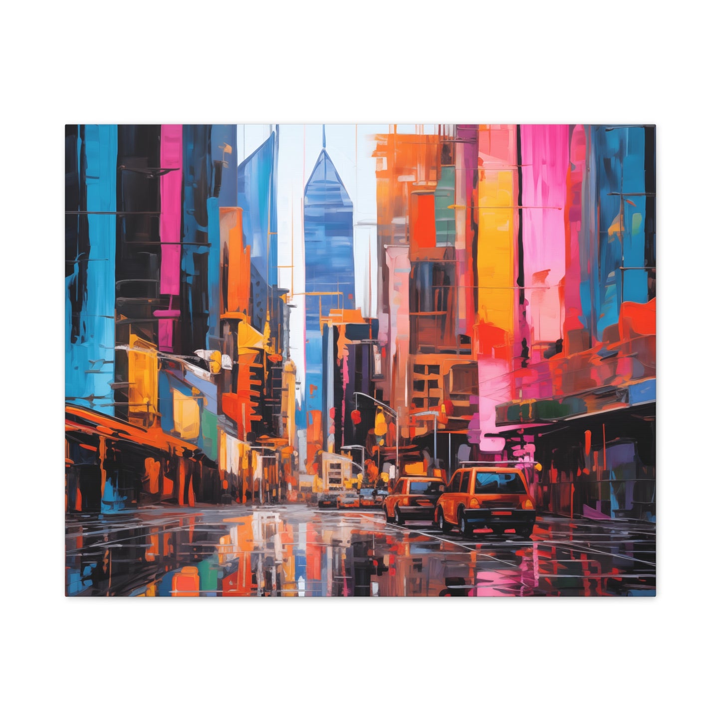 City Lights Reflection Wall Art – Vibrant Neon Reflections
