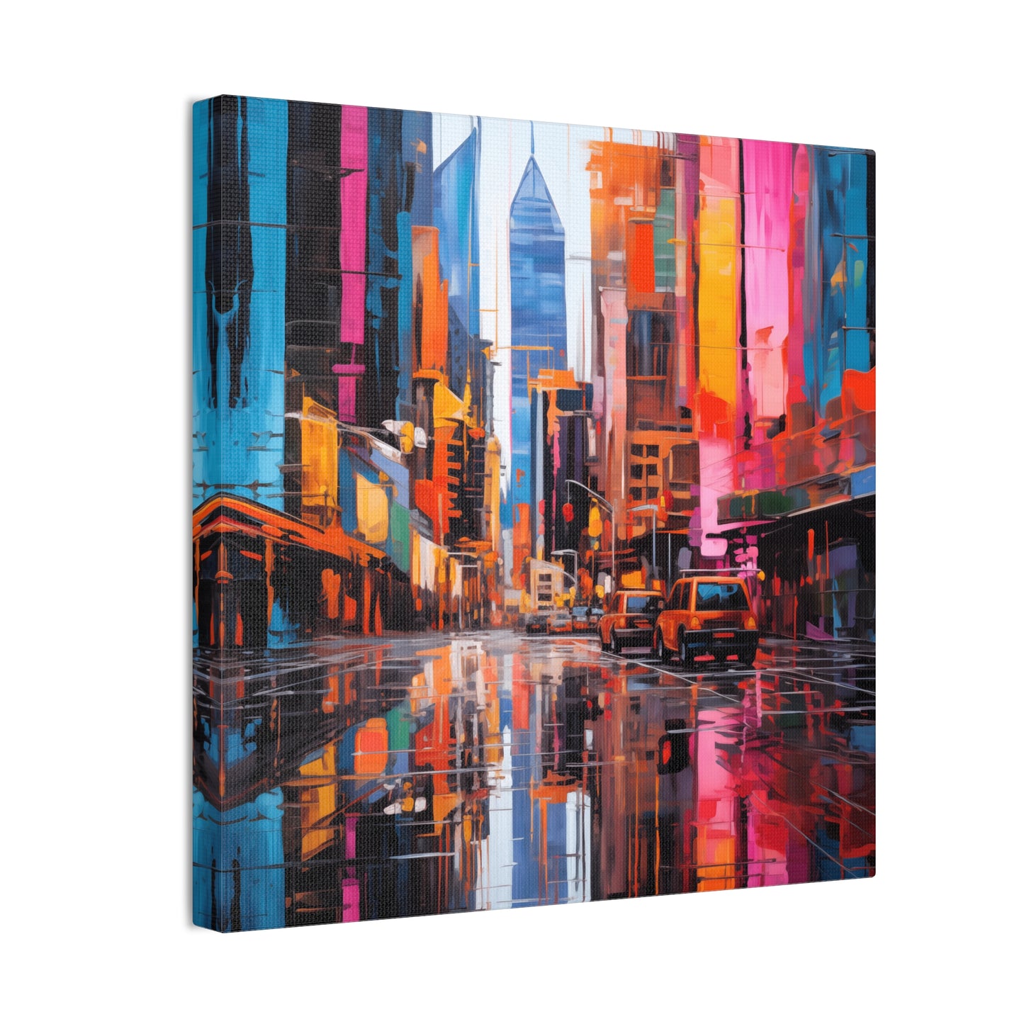 City Lights Reflection Wall Art – Vibrant Neon Reflections