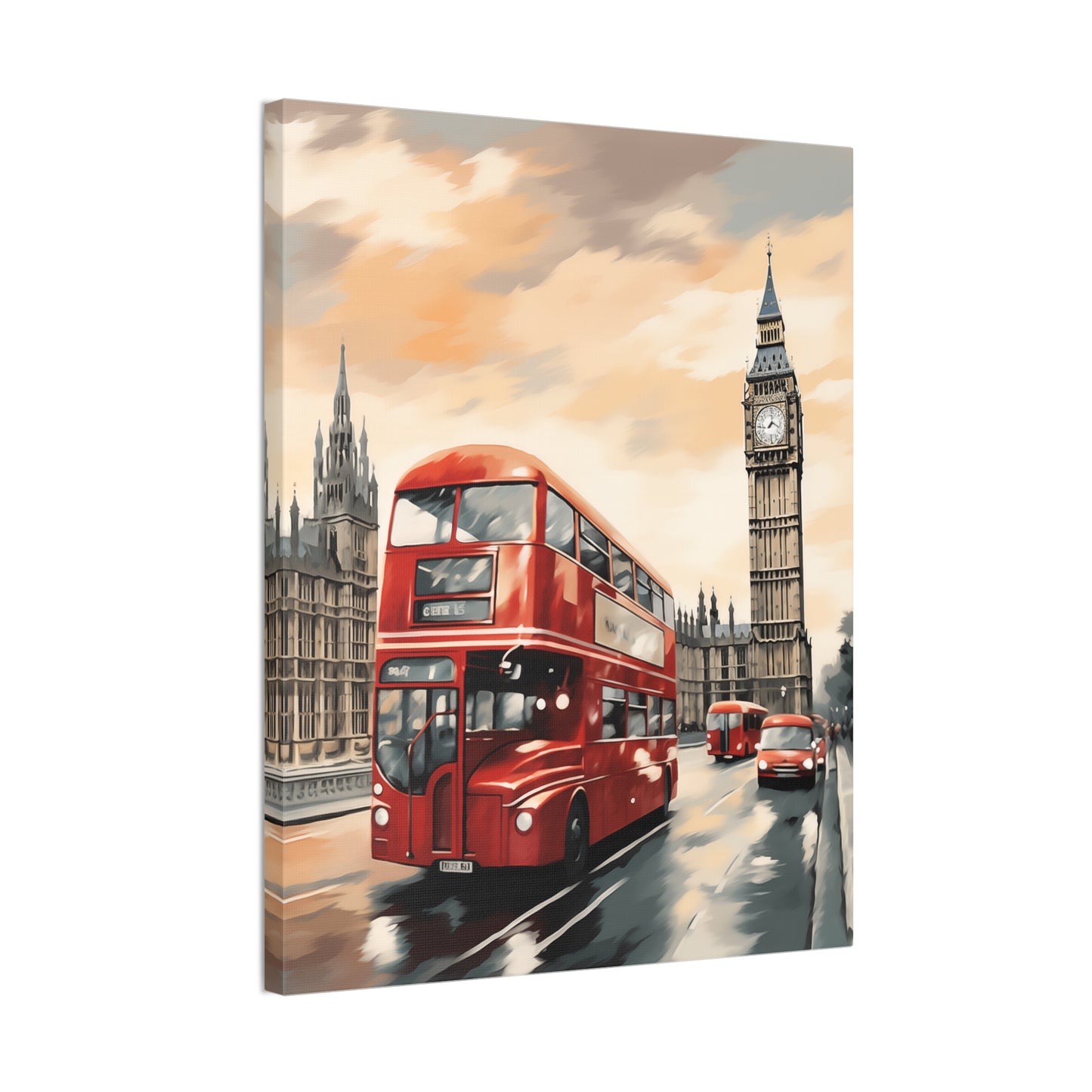 London Cityscape Wall Art - Iconic Big Ben & Red Double-Decker Bus