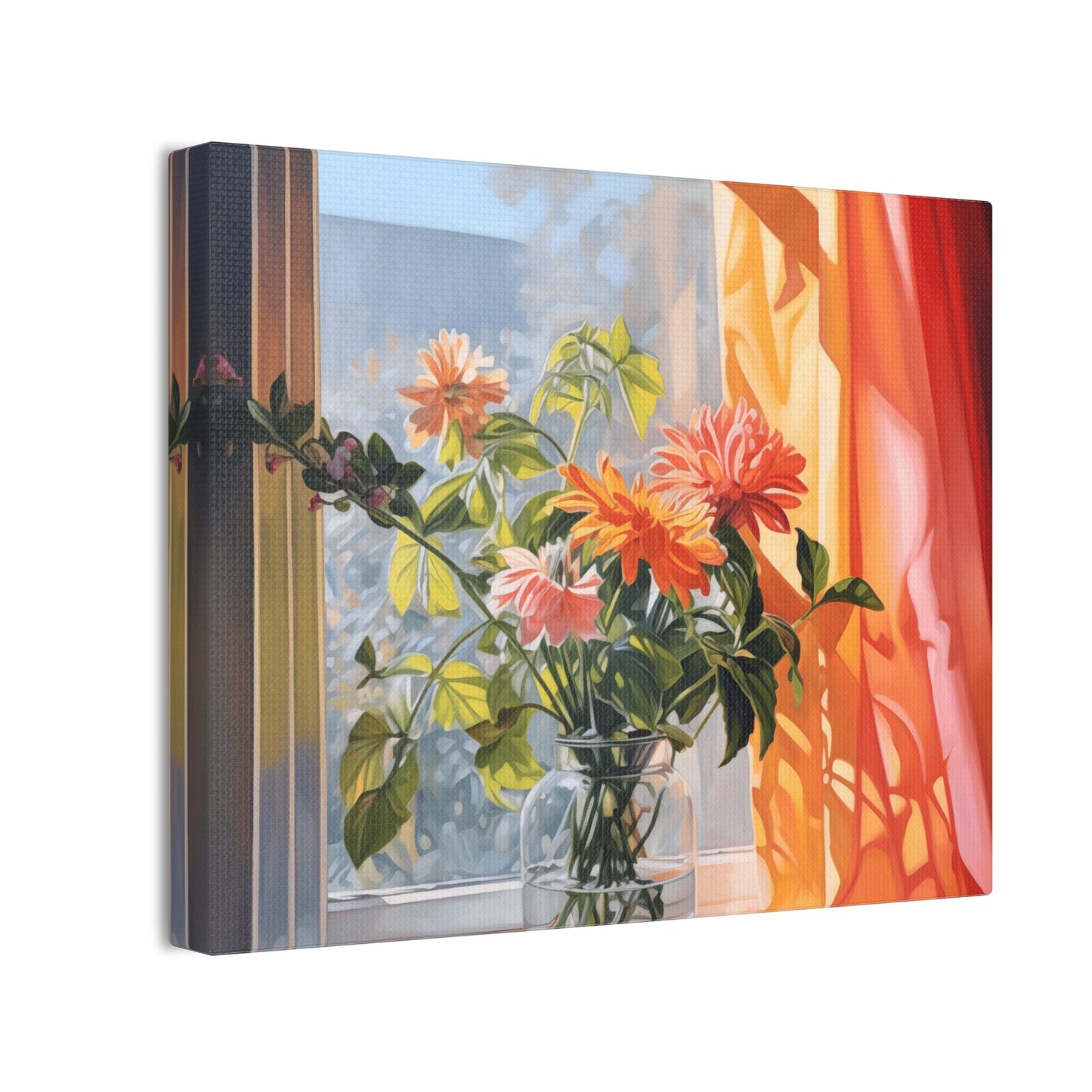 Blooming Windows Canvas Print – Vibrant Floral Arrangement