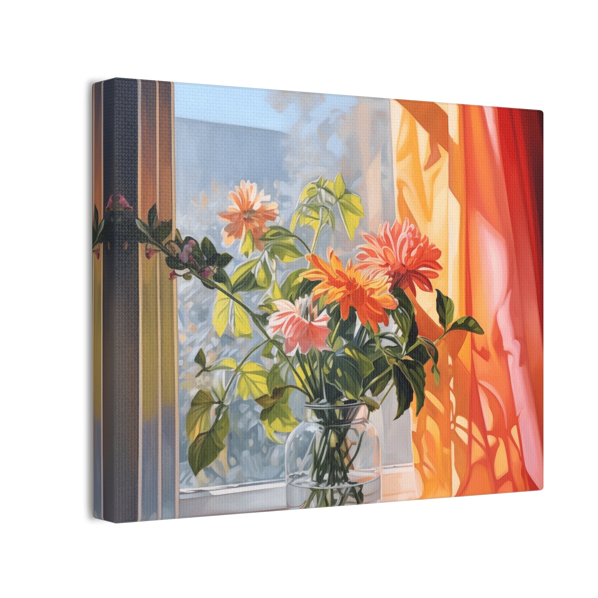 Blooming Windows Canvas Print – Vibrant Floral Arrangement
