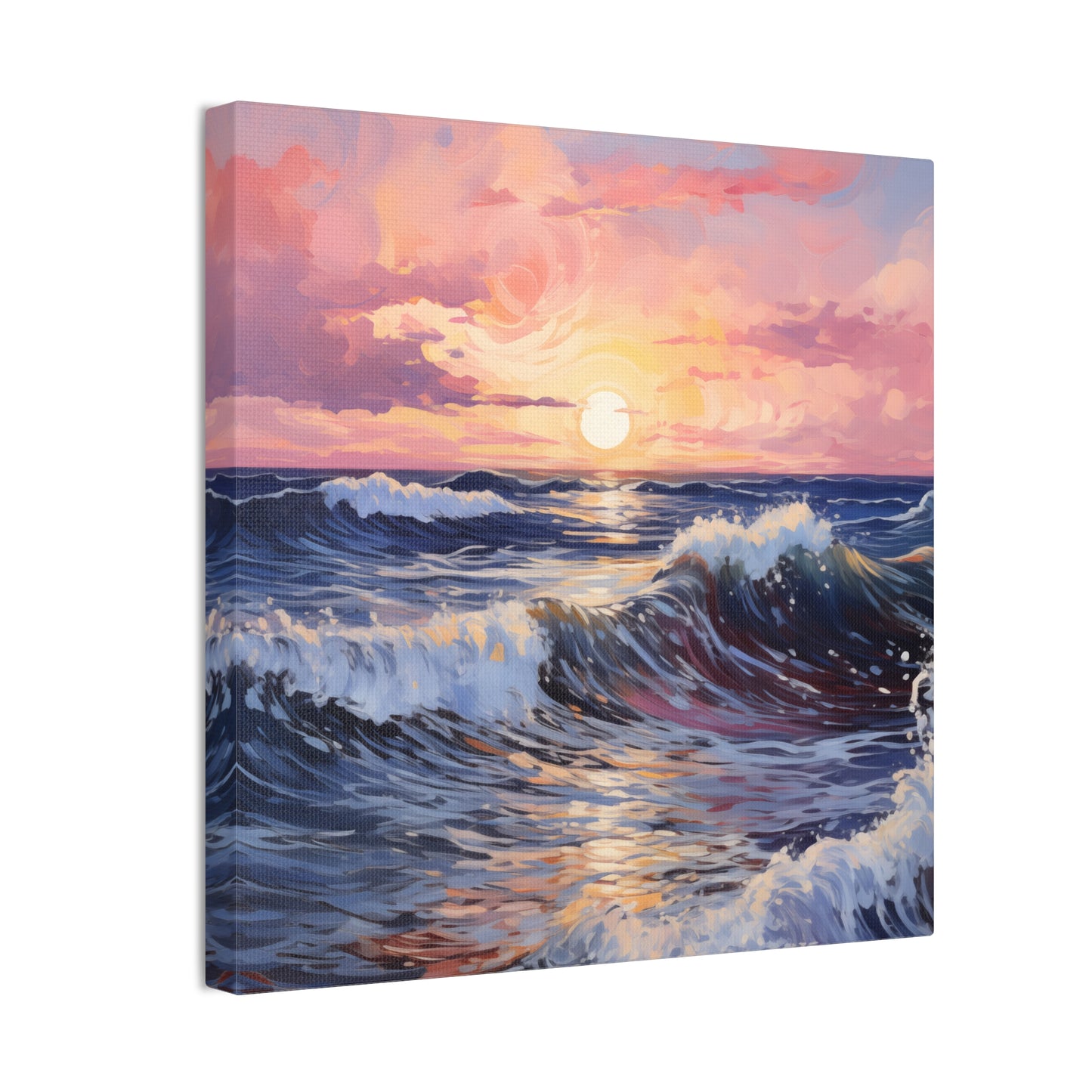 Sundown Seas Canvas Art - Vibrant Sunset Over Serene Ocean Waves
