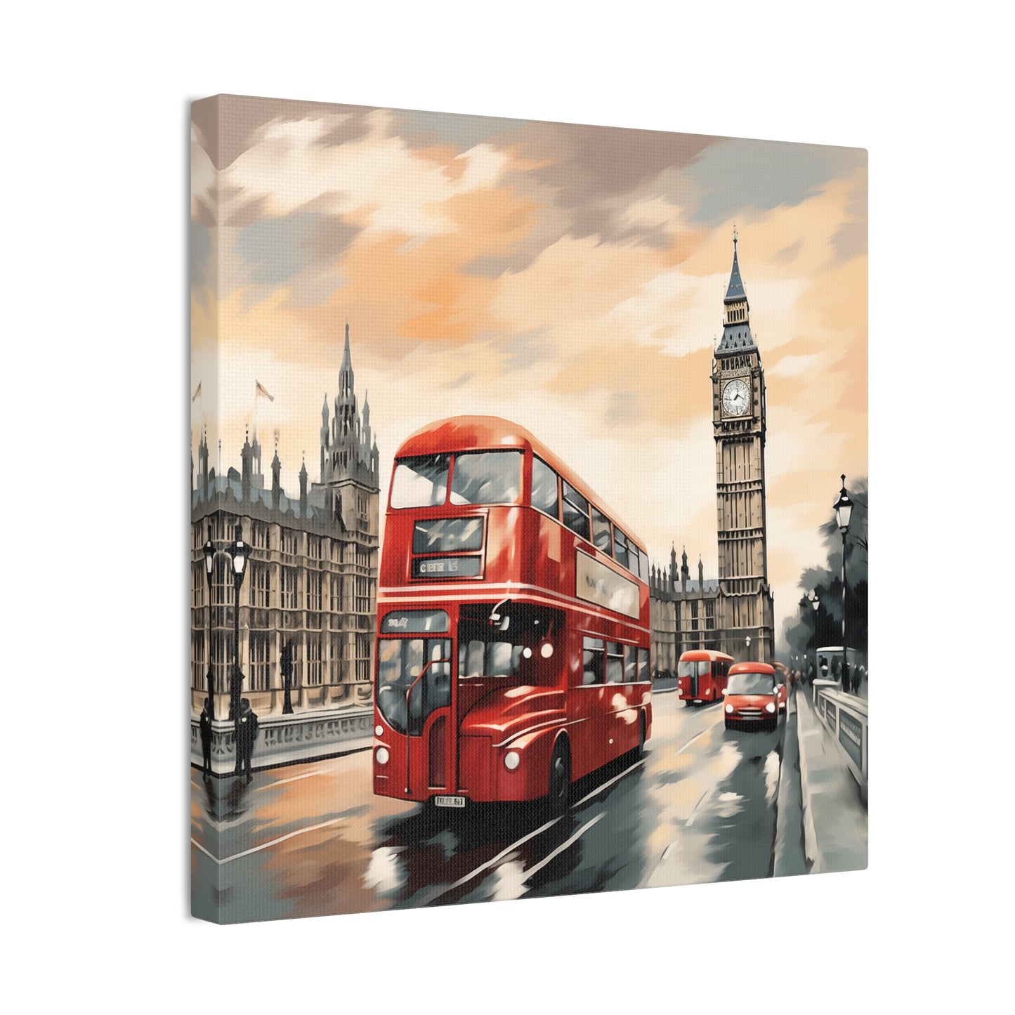 London Cityscape Wall Art - Iconic Big Ben & Red Double-Decker Bus