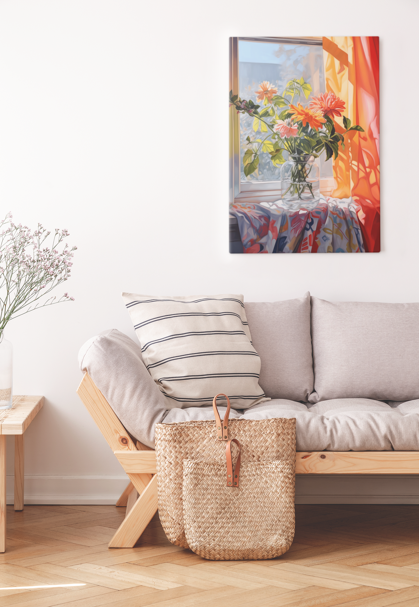 Blooming Windows Canvas Print – Vibrant Floral Arrangement