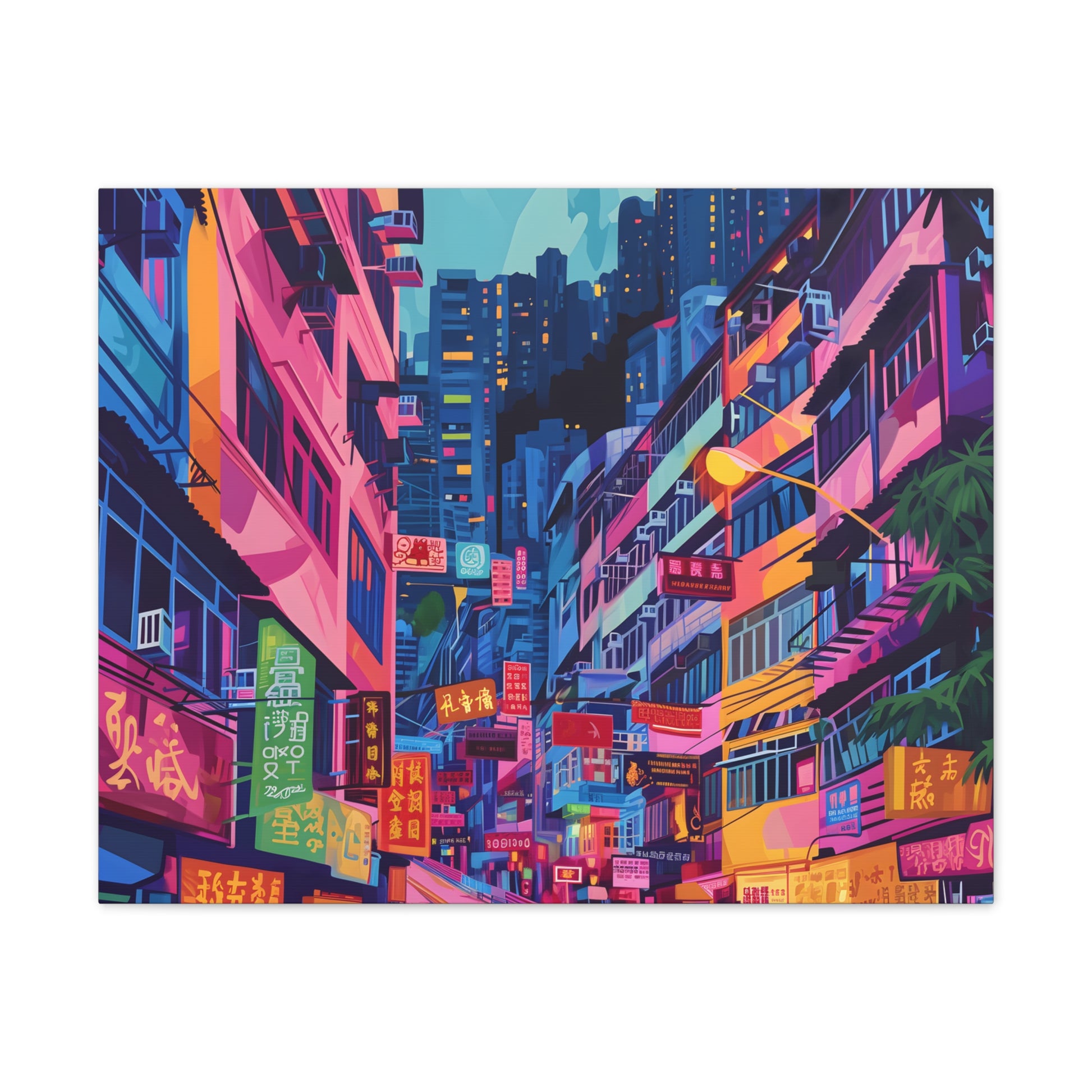 Glowing Metropolis Wall Art – Vibrant Hong Kong Street