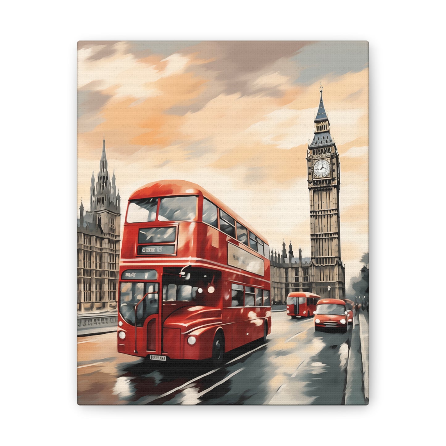 London Cityscape Wall Art - Iconic Big Ben & Red Double-Decker Bus