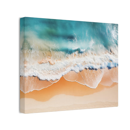 Wave Canvas Art - Aerial Beach & Ocean with Serene Coastal Vibes