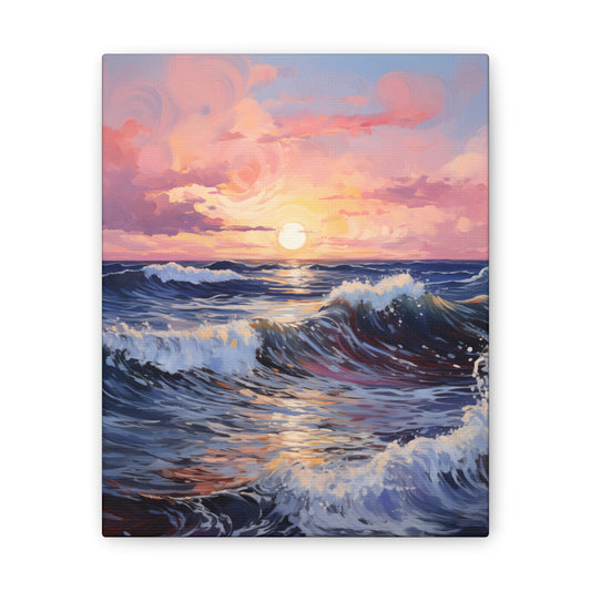 Sundown Seas Canvas Art - Vibrant Sunset Over Serene Ocean Waves