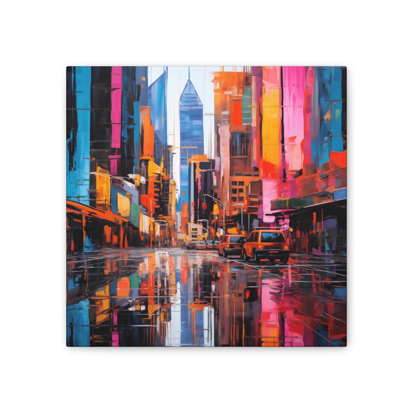 City Lights Reflection Wall Art – Vibrant Neon Reflections