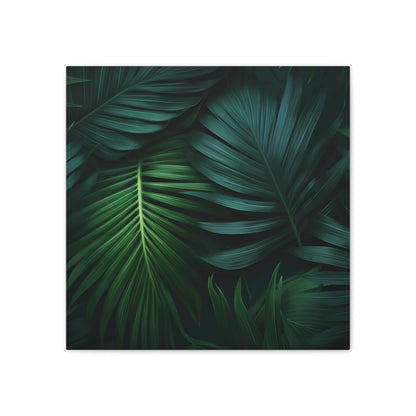 Verdant Oasis Canvas Art - Lush Tropical Leaves for a Serene Space