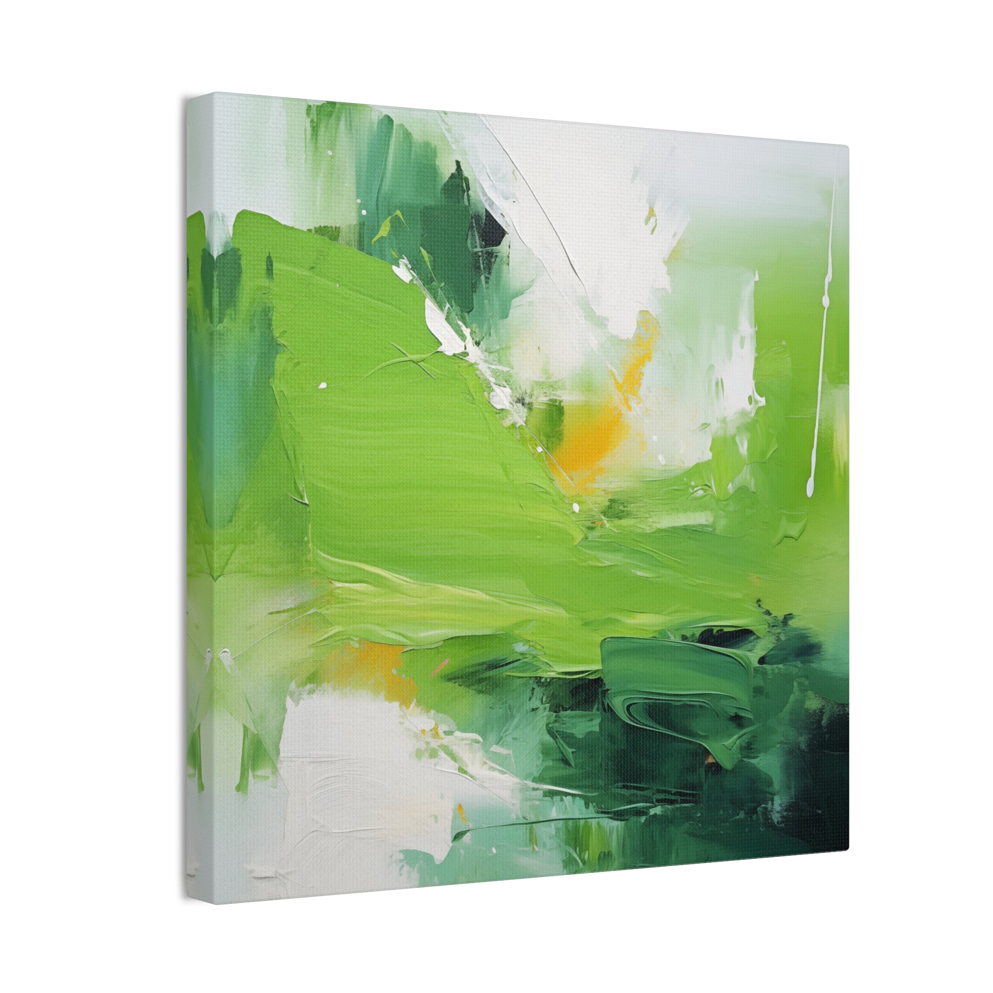 Whispers of Nature - Abstract Art with Vibrant Greens & Pristine Whites