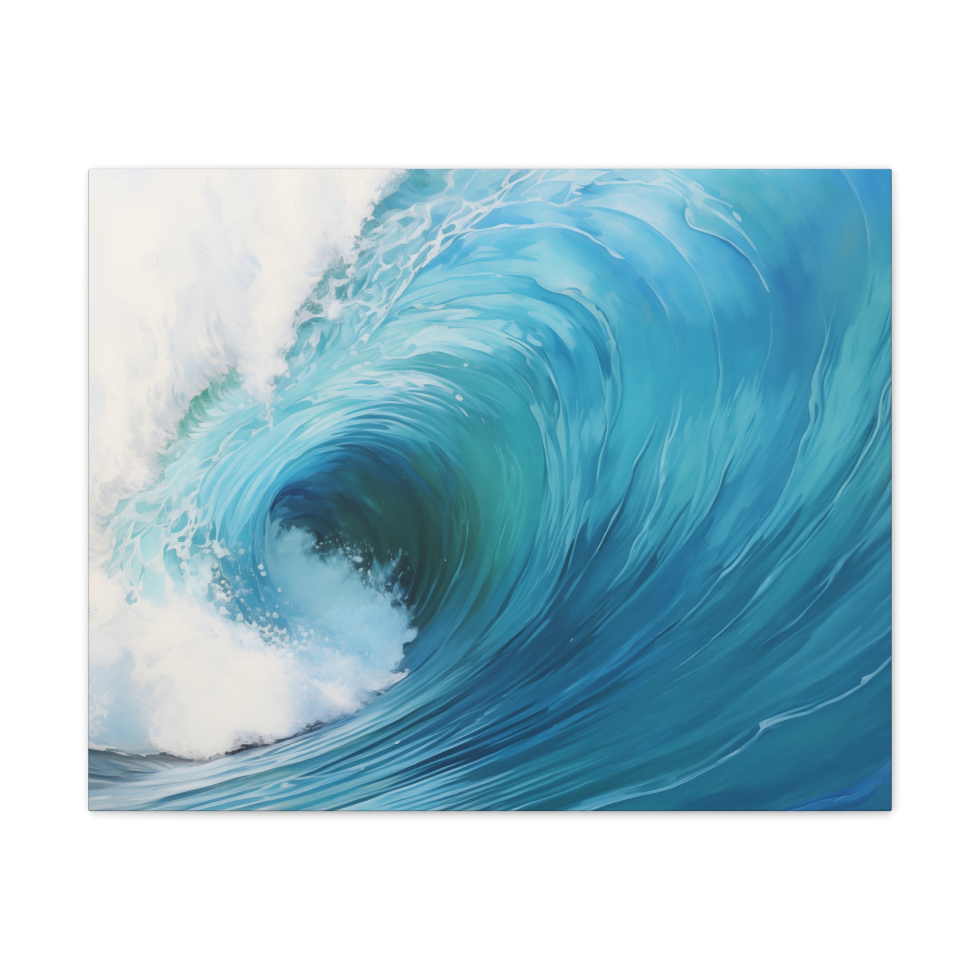 Ocean's Embrace Canvas Art: Dynamic Waves in Serene Blues