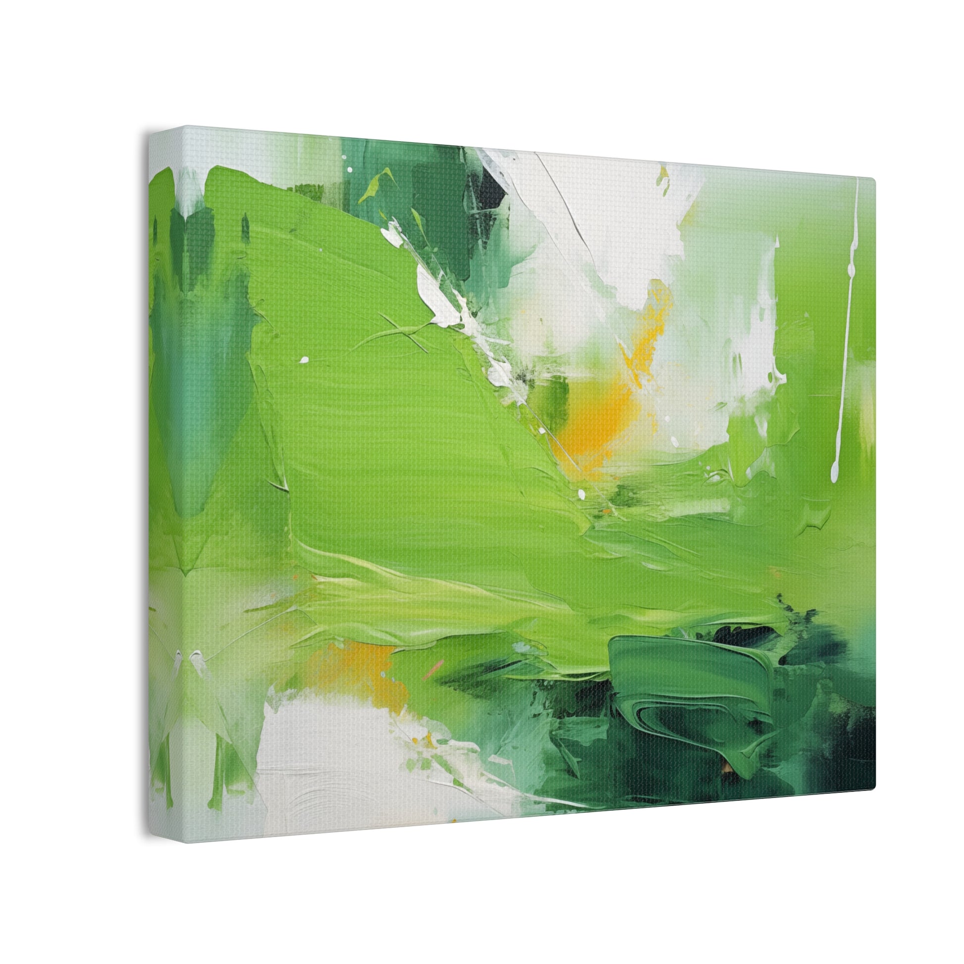 Whispers of Nature - Abstract Art with Vibrant Greens & Pristine Whites