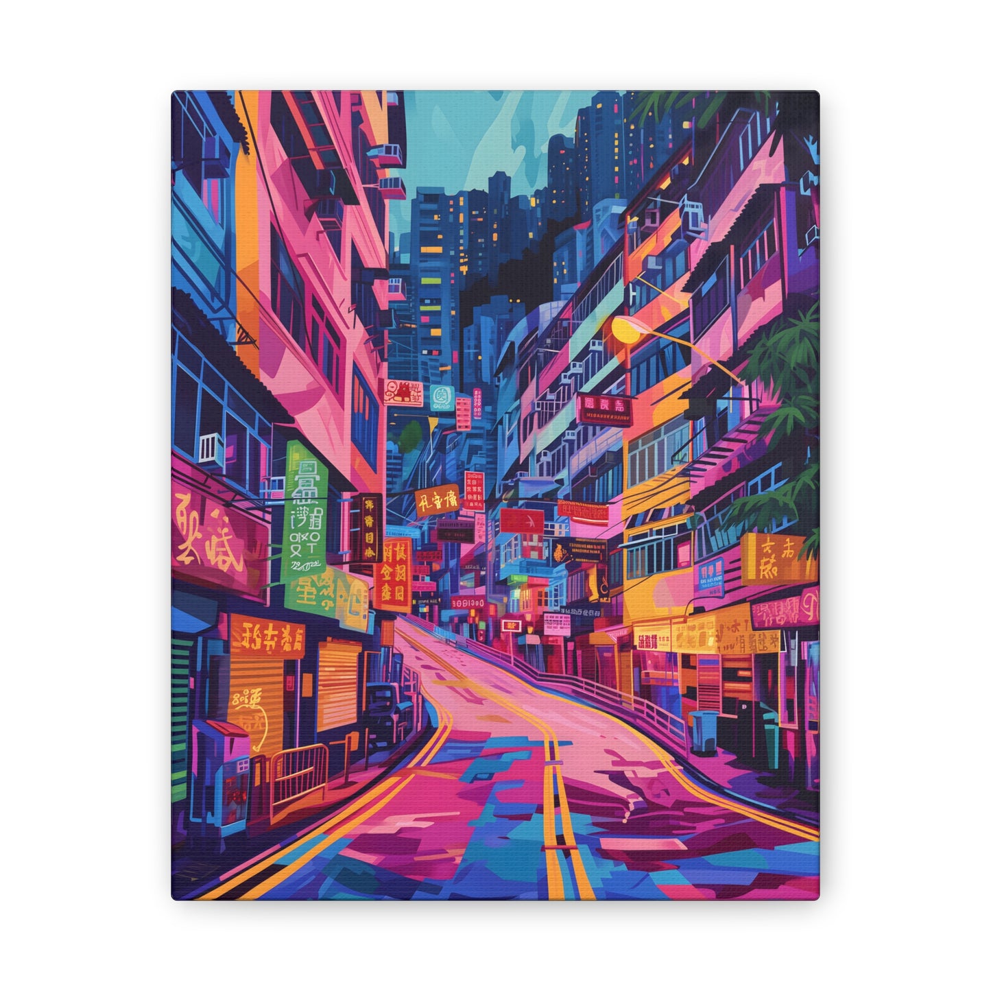 Glowing Metropolis Wall Art – Vibrant Hong Kong Street