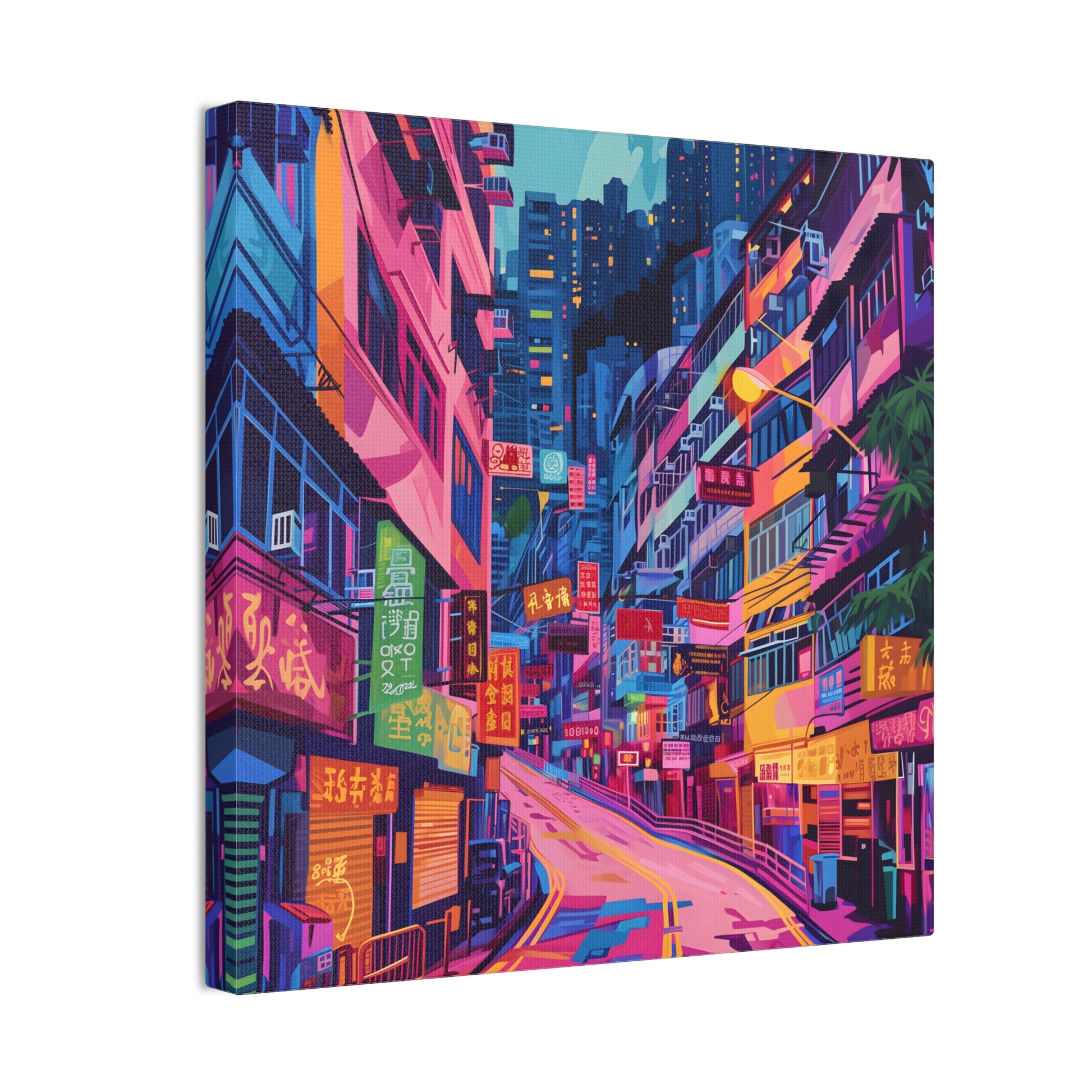 Glowing Metropolis Wall Art – Vibrant Hong Kong Street