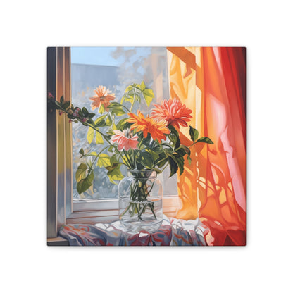 Blooming Windows Canvas Print – Vibrant Floral Arrangement