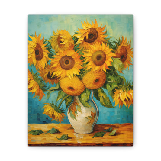 Sunflower Symphony Canvas Art - Van Gogh-Inspired Vibrant Bouquet