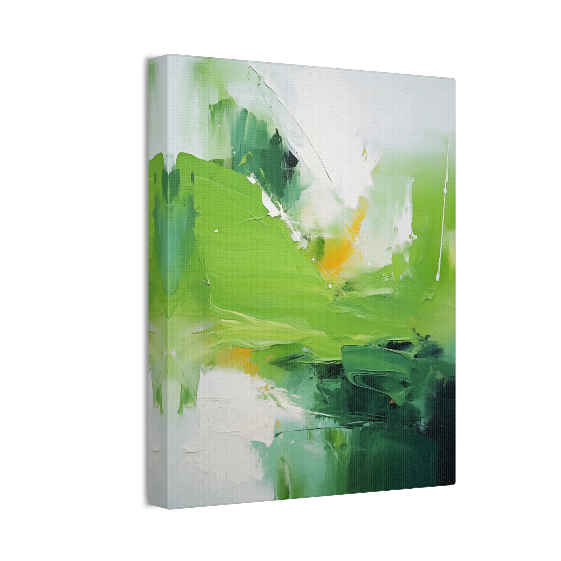 Whispers of Nature - Abstract Art with Vibrant Greens & Pristine Whites