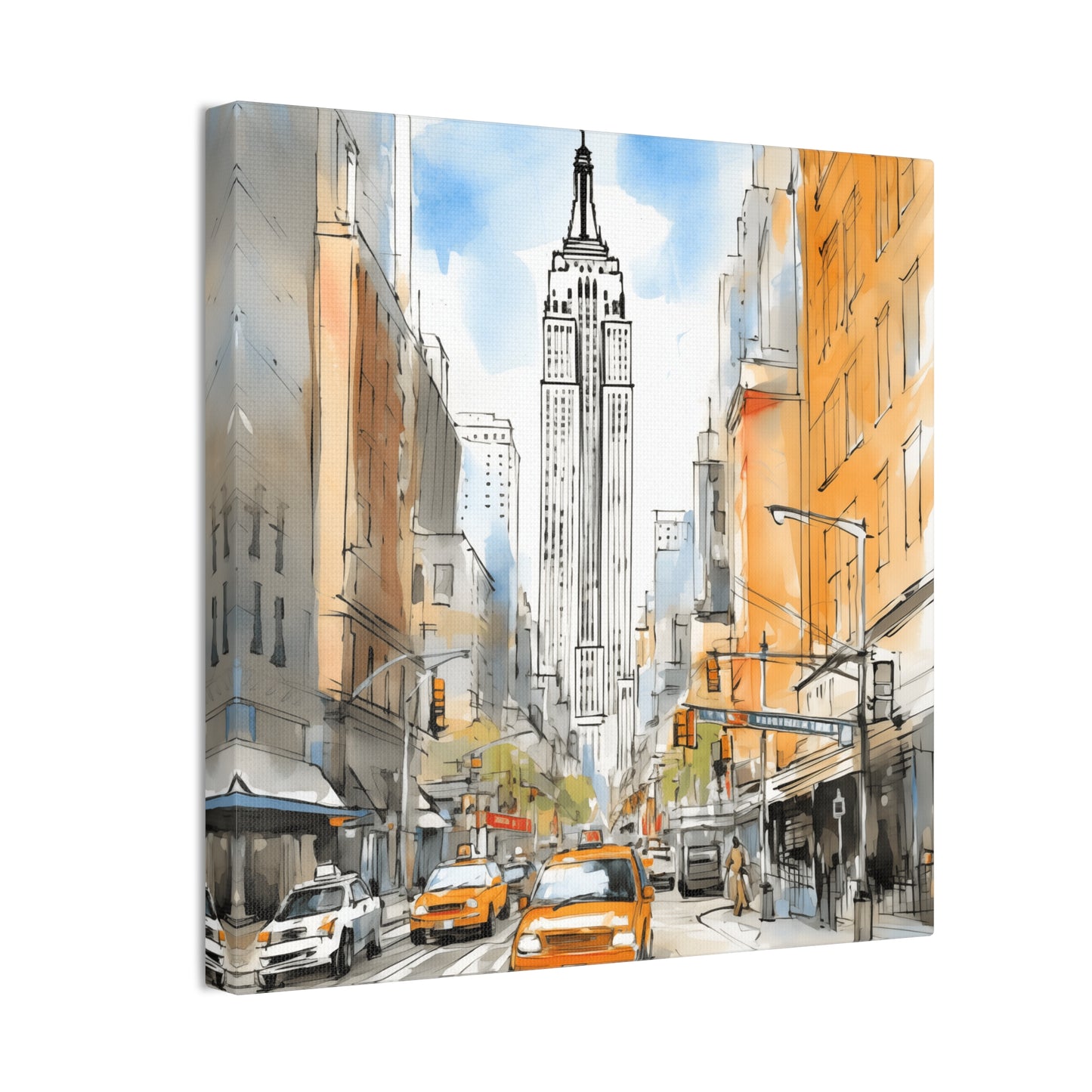 City Pulse Watercolor Art – Vibrant New York Streets