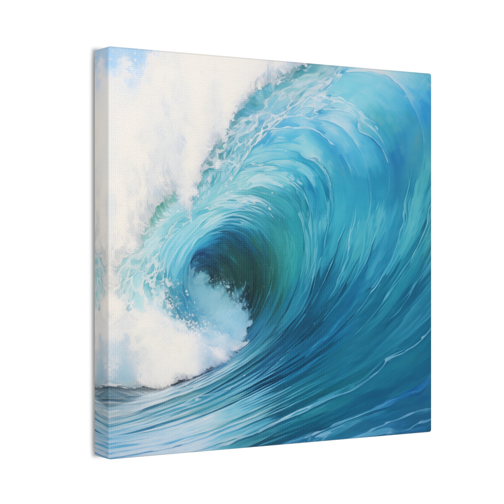 Ocean's Embrace Canvas Art: Dynamic Waves in Serene Blues