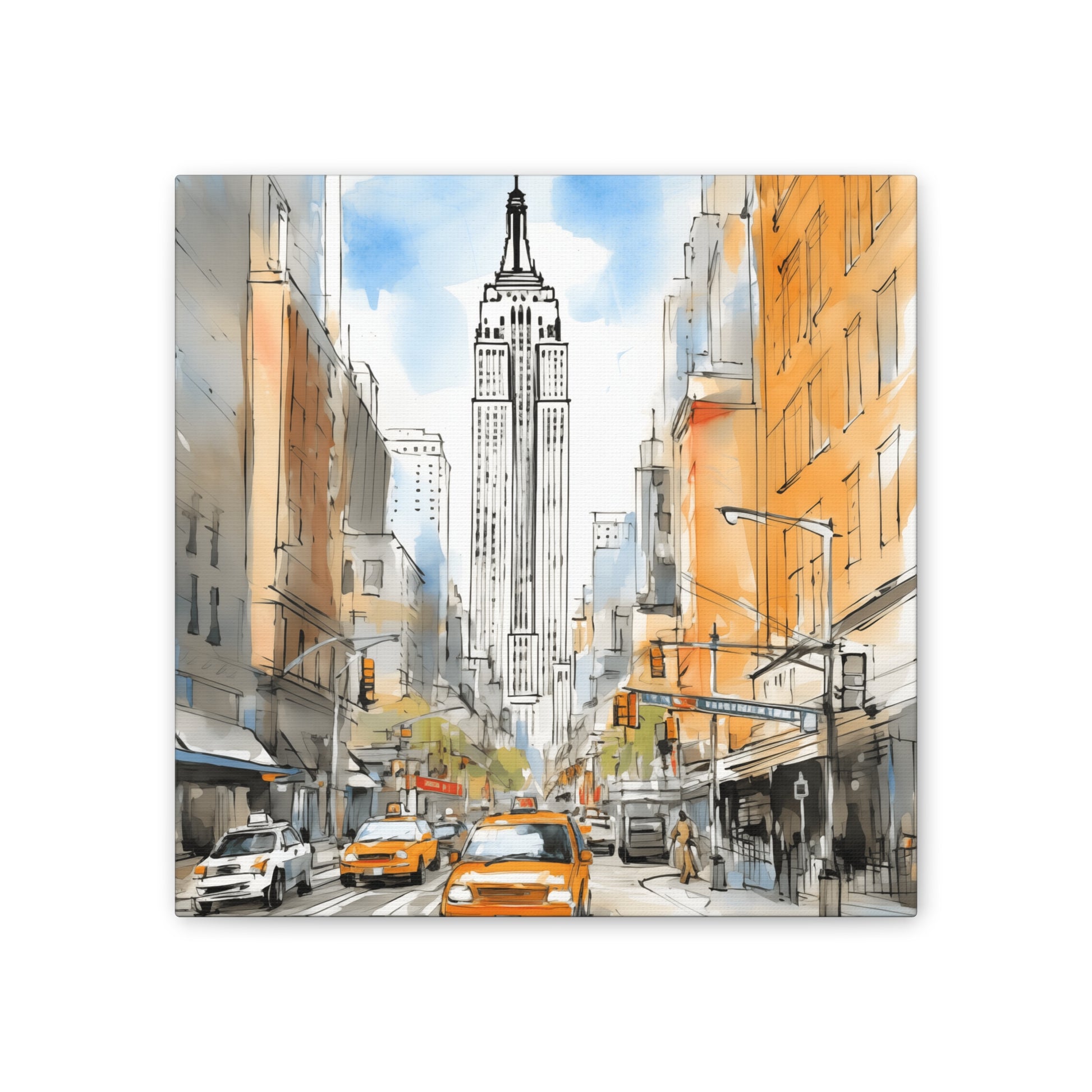 City Pulse Watercolor Art – Vibrant New York Streets