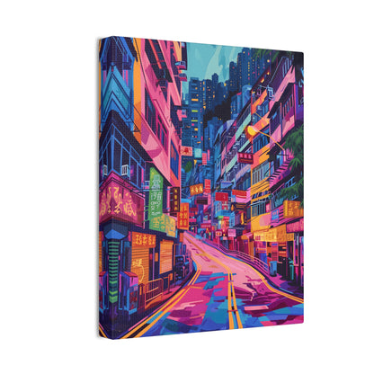 Glowing Metropolis Wall Art – Vibrant Hong Kong Street