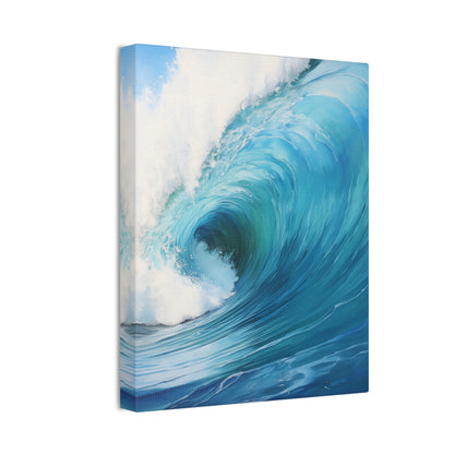 Ocean's Embrace Canvas Art: Dynamic Waves in Serene Blues