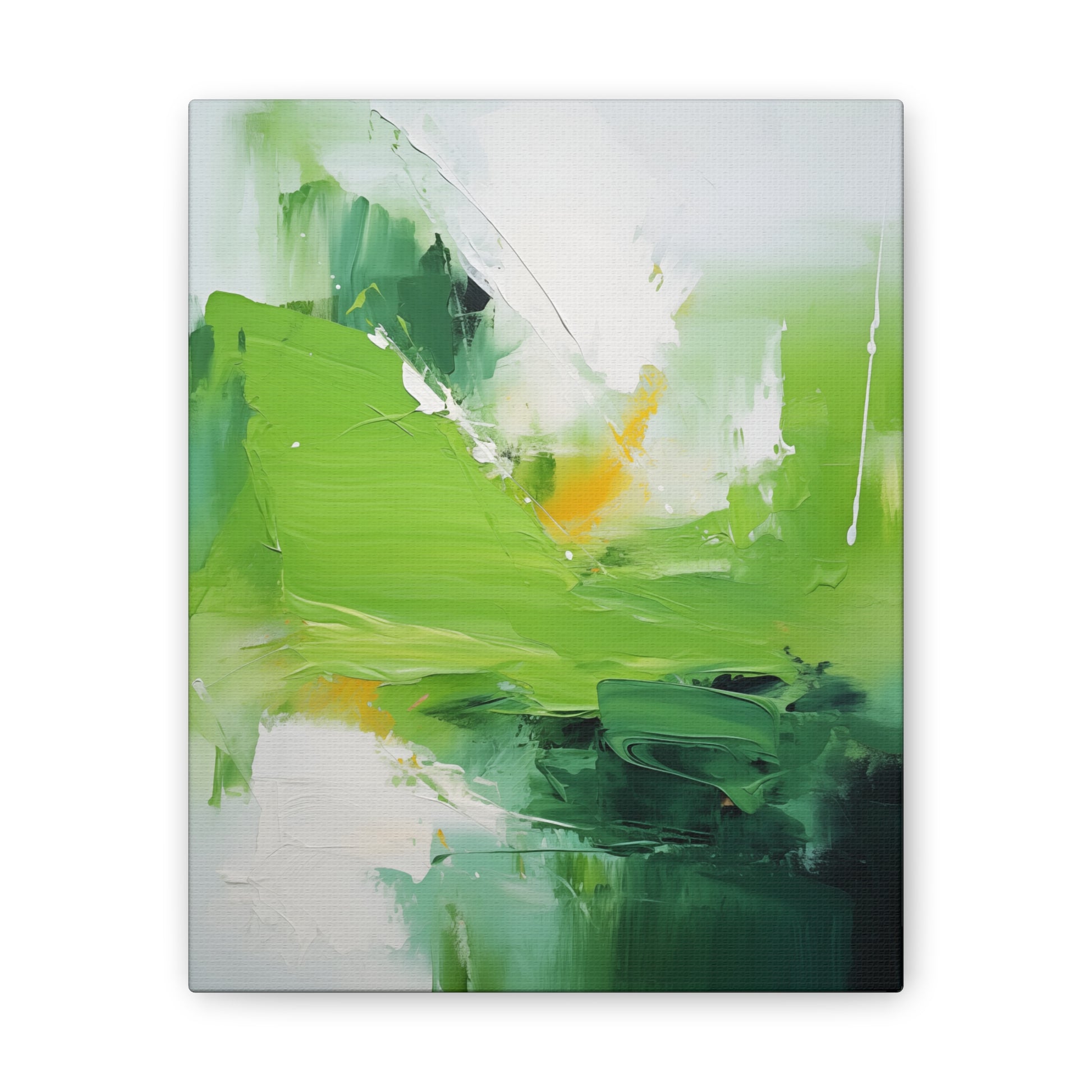 Whispers of Nature - Abstract Art with Vibrant Greens & Pristine Whites