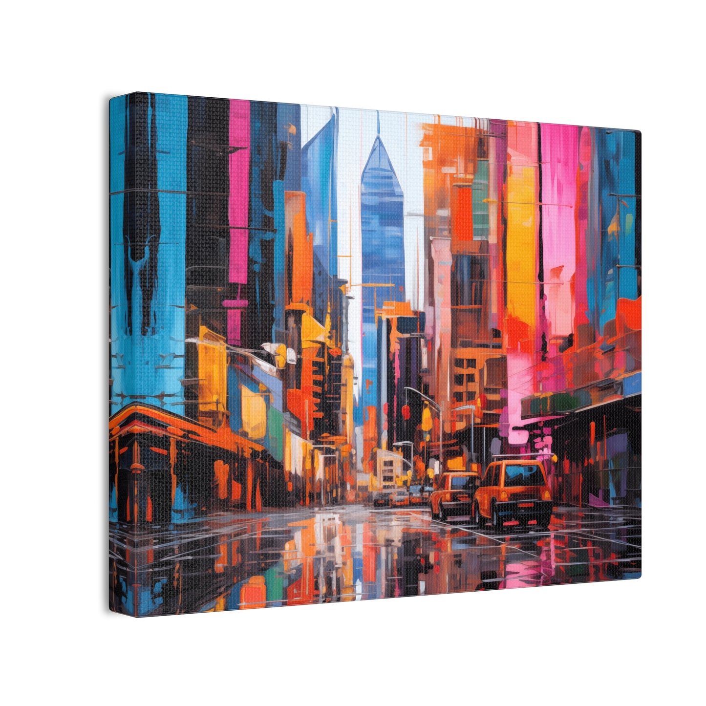 City Lights Reflection Wall Art – Vibrant Neon Reflections