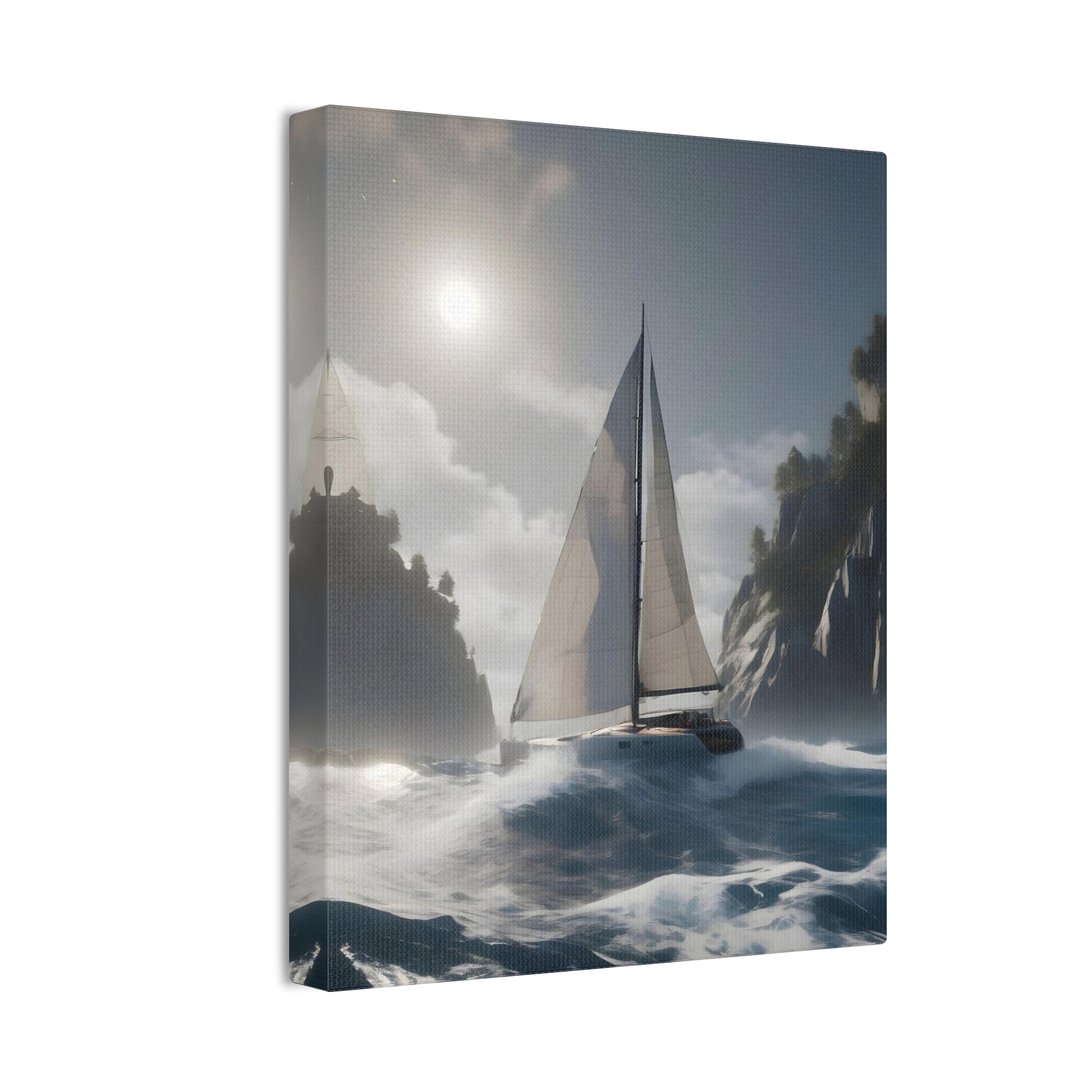 A Sailboat in the Wild Ocean Canvas – Perfect Wall Art for Nautical Lovers