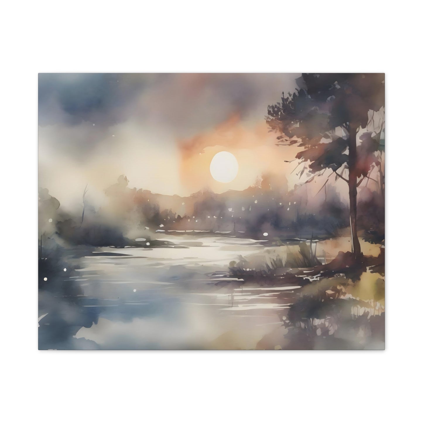 Sunrise or Sunset? Captivating Watercolor Lake Scene Art