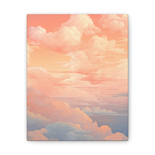 Peachy Horizon Wall Art - Serene Cloudy Sky for Tranquil Spaces