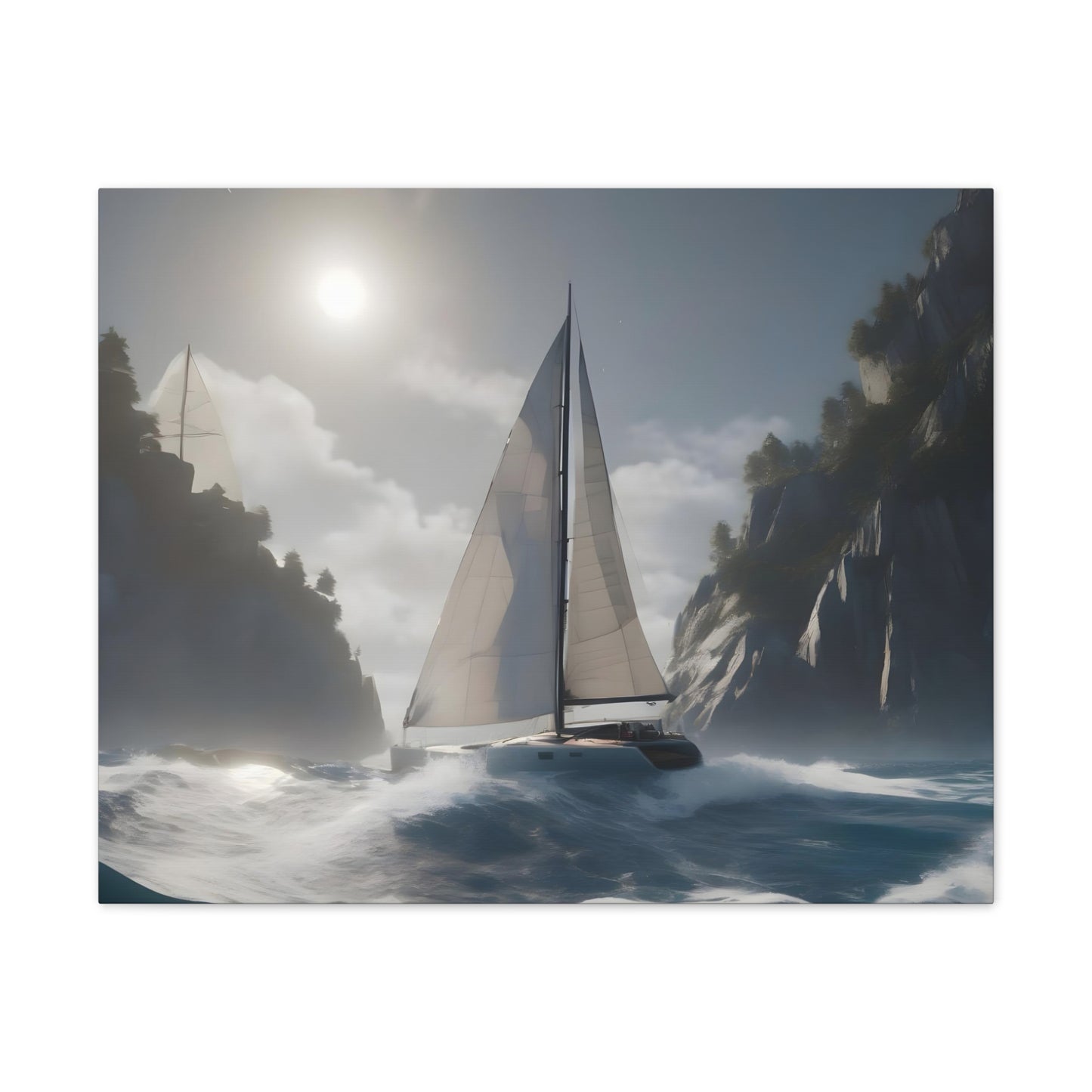 A Sailboat in the Wild Ocean Canvas – Perfect Wall Art for Nautical Lovers