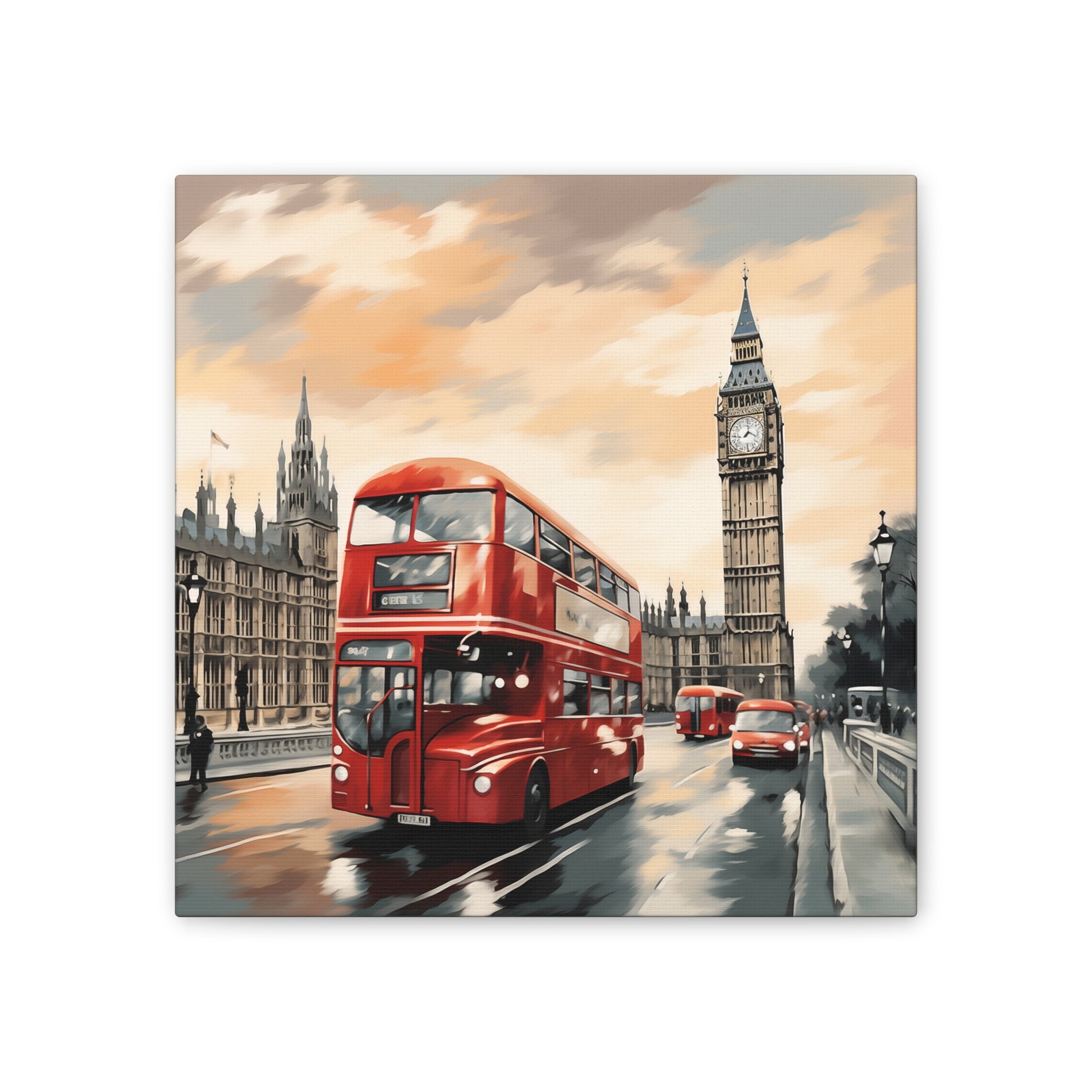 London Cityscape Wall Art - Iconic Big Ben & Red Double-Decker Bus