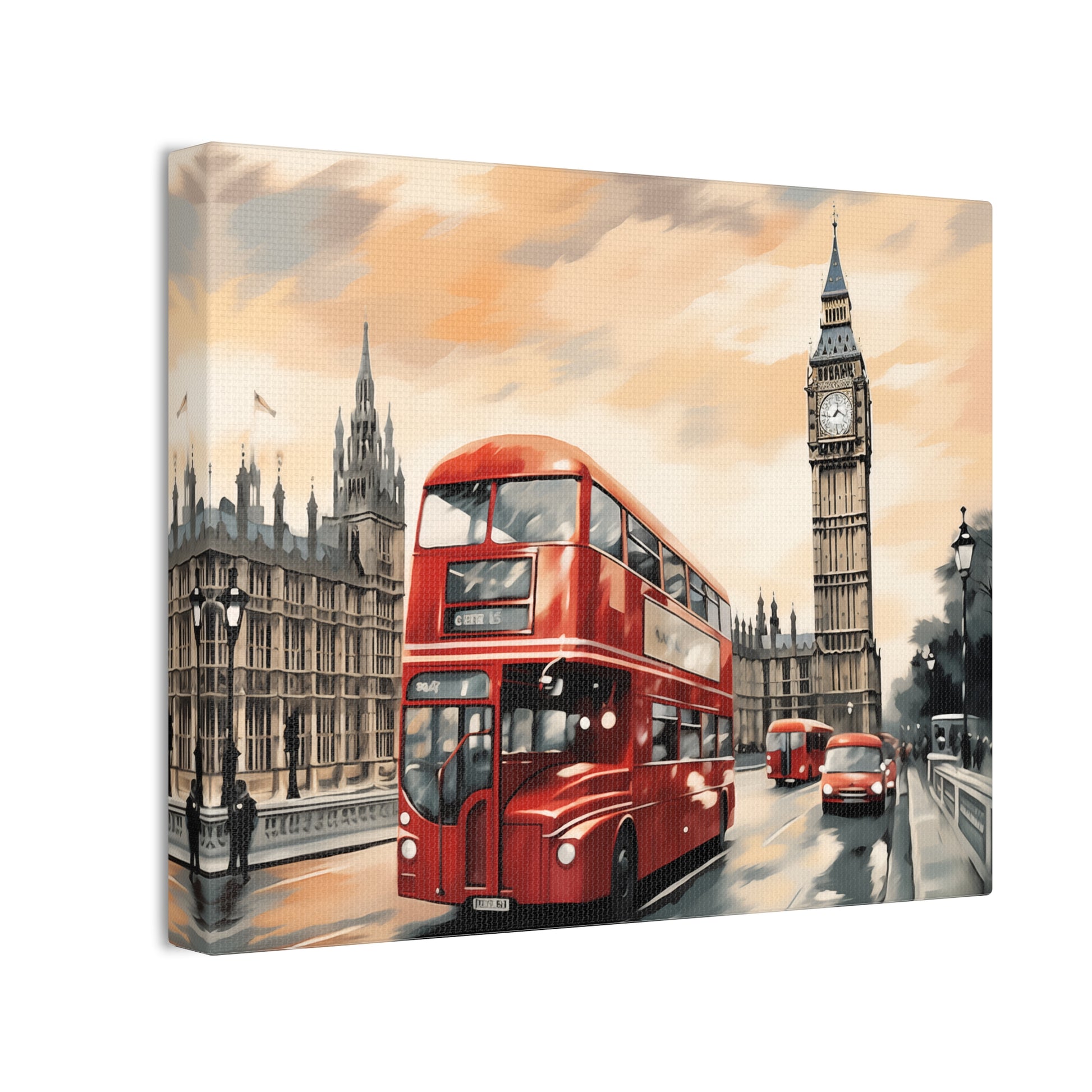 London Cityscape Wall Art - Iconic Big Ben & Red Double-Decker Bus