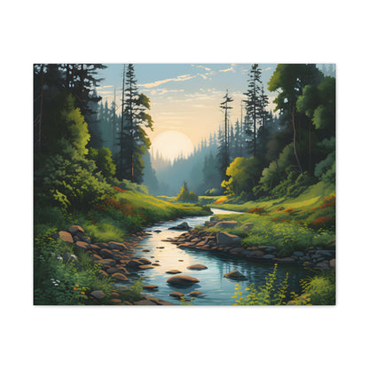 Morning Glow Wall Art - Golden Sunrise Over Majestic Forest