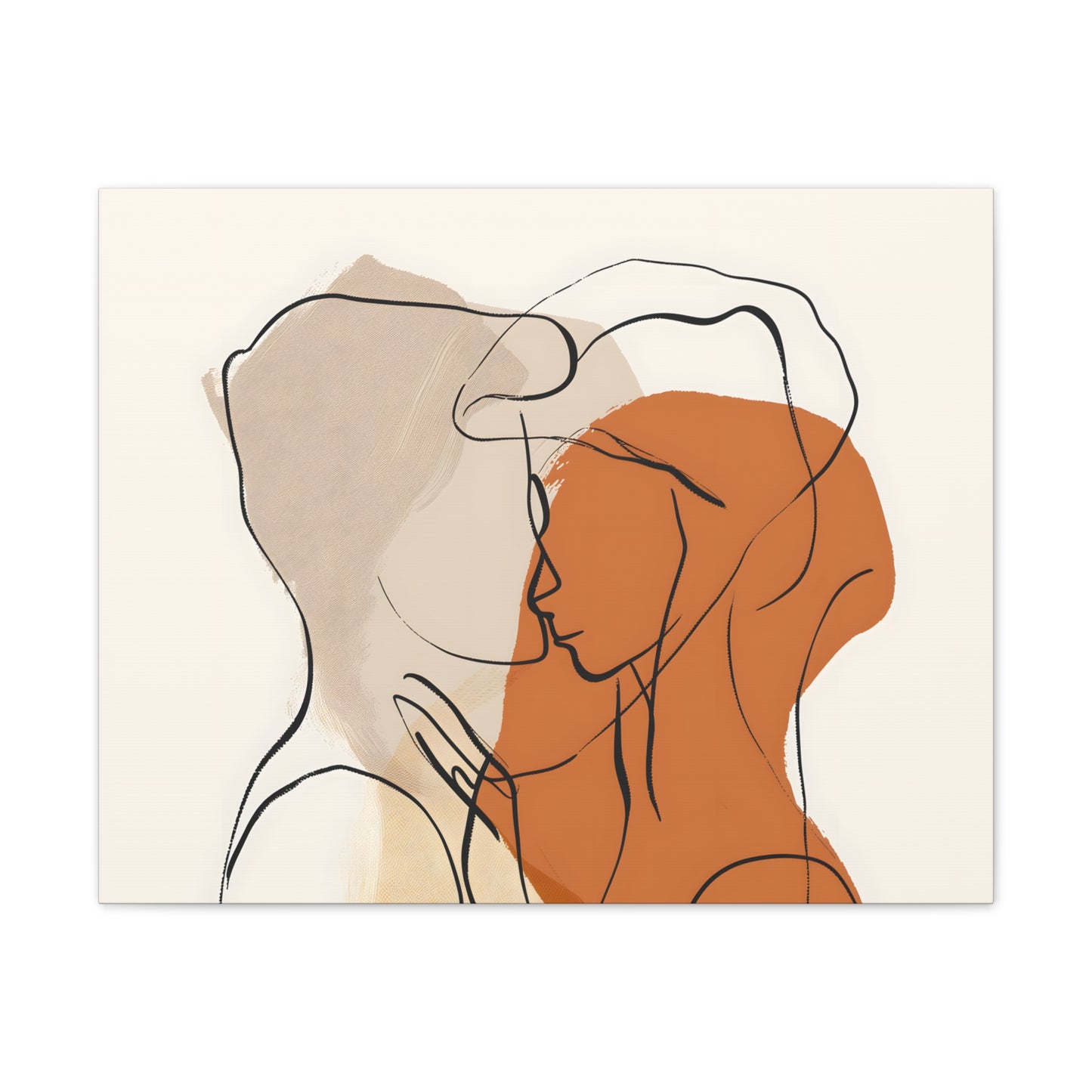 Silhouette of Love - Minimalistic Abstract Art of Intimate Embrace