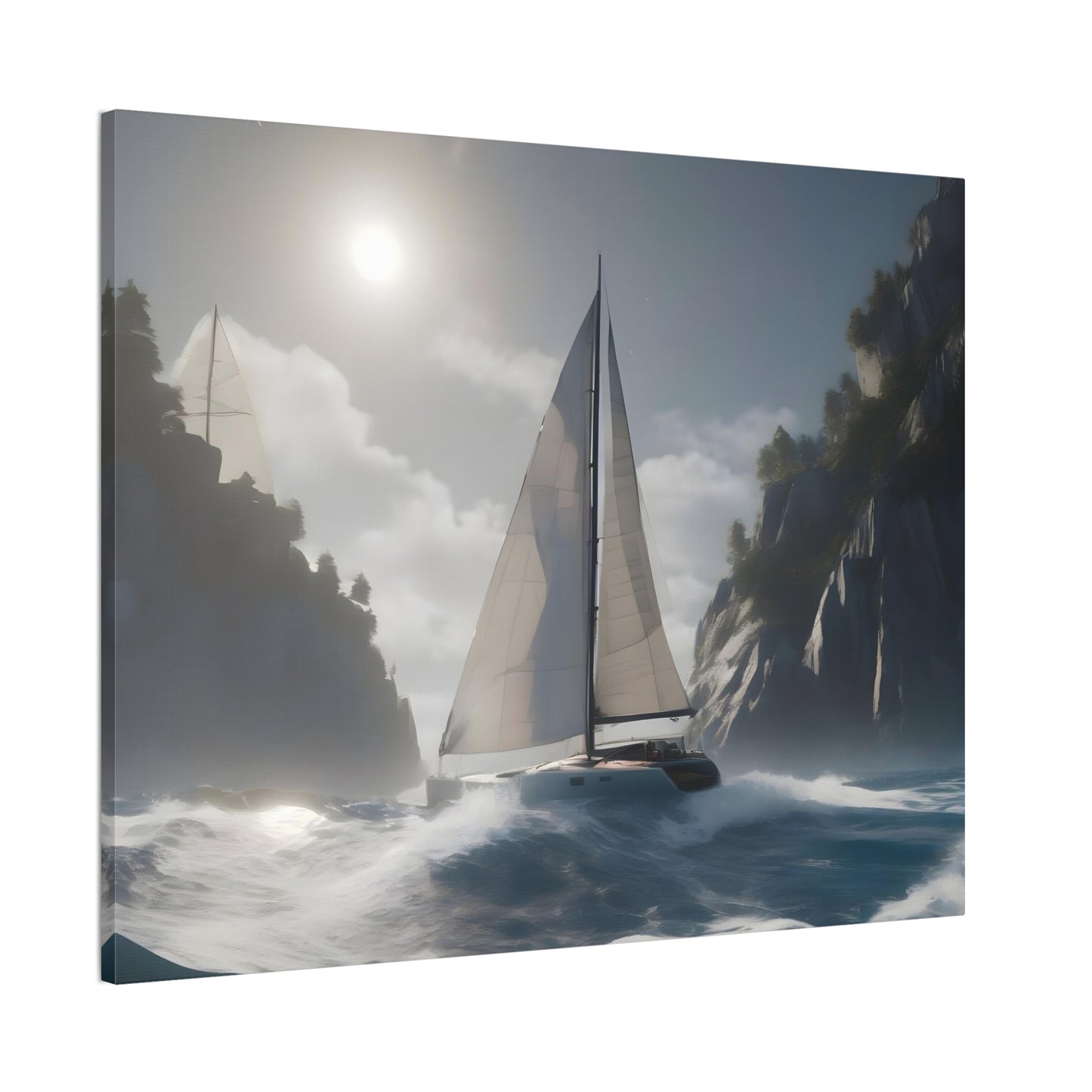 A Sailboat in the Wild Ocean Canvas – Perfect Wall Art for Nautical Lovers