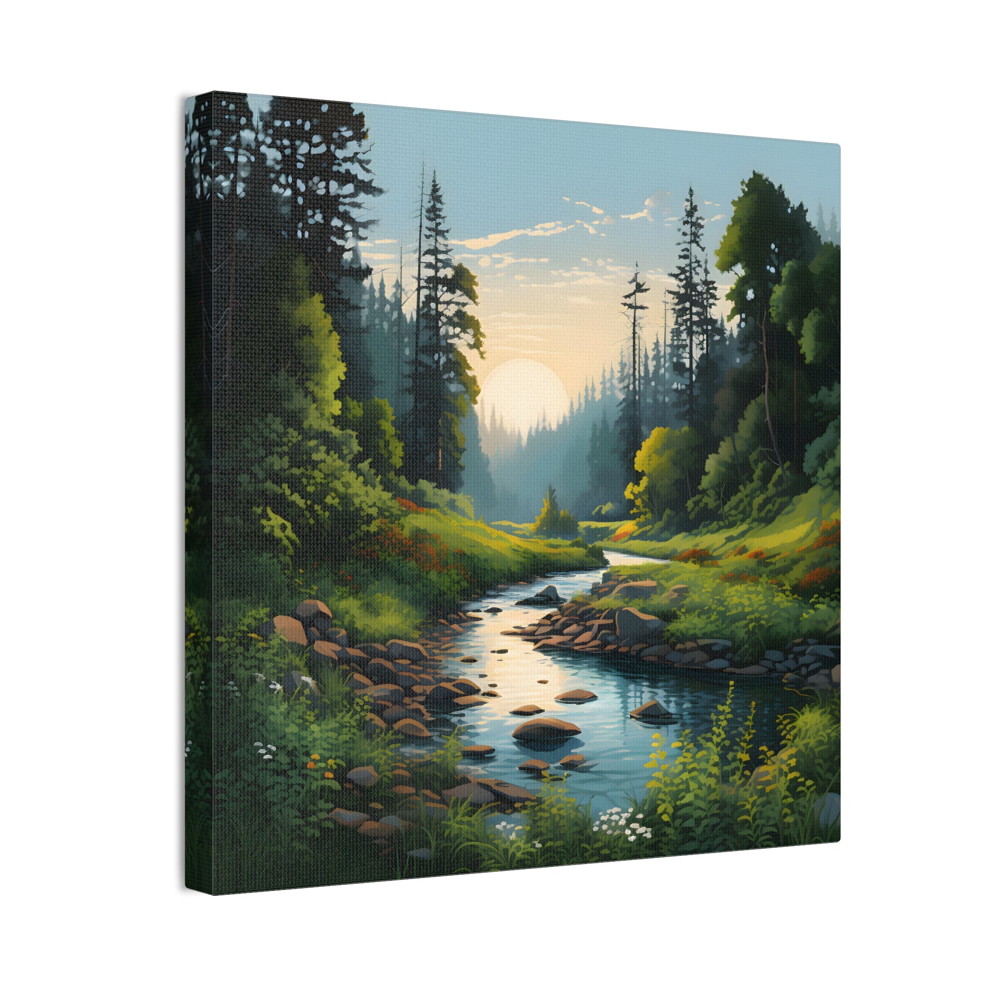 Morning Glow Wall Art - Golden Sunrise Over Majestic Forest