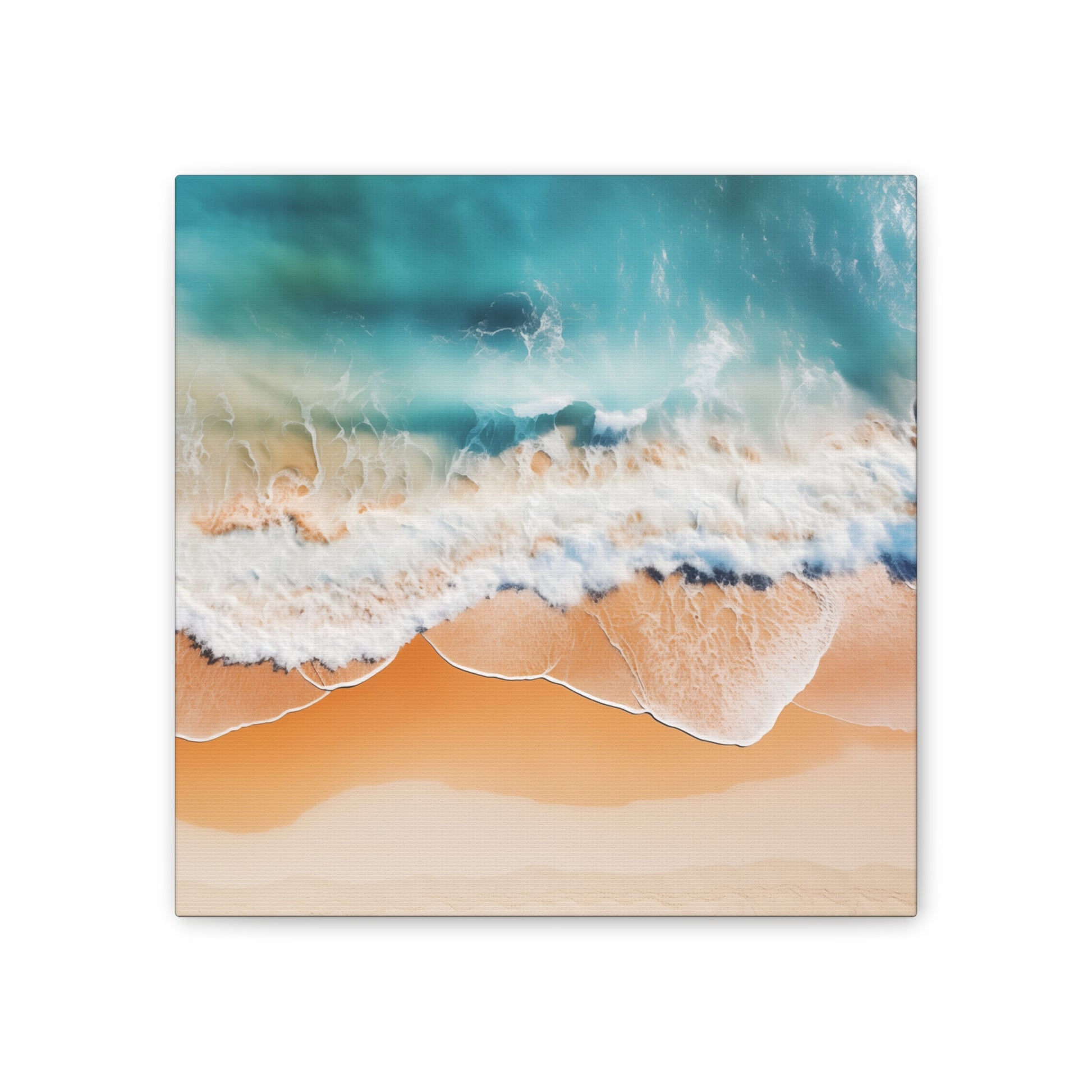 Wave Canvas Art - Aerial Beach & Ocean with Serene Coastal Vibes