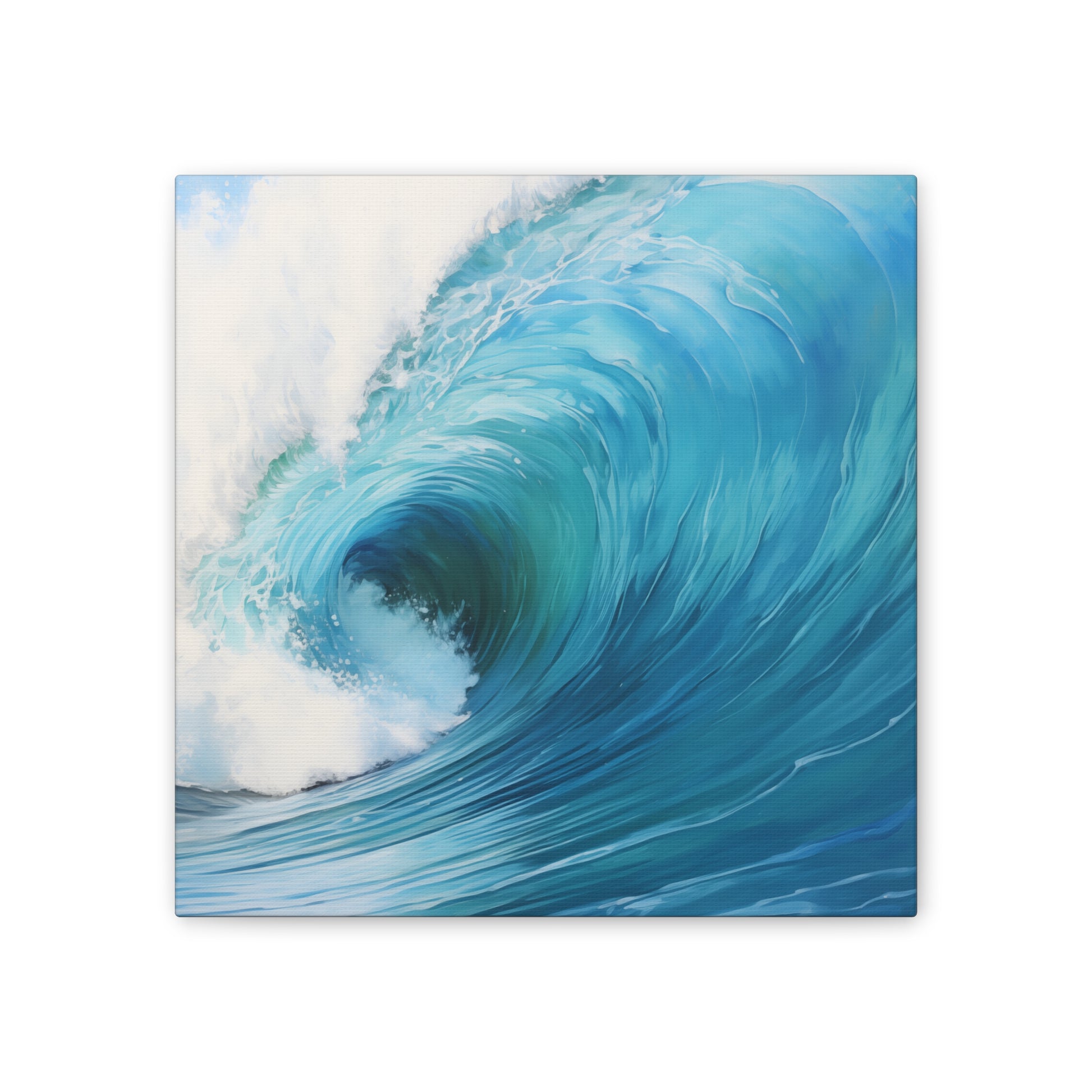 Ocean's Embrace Canvas Art: Dynamic Waves in Serene Blues