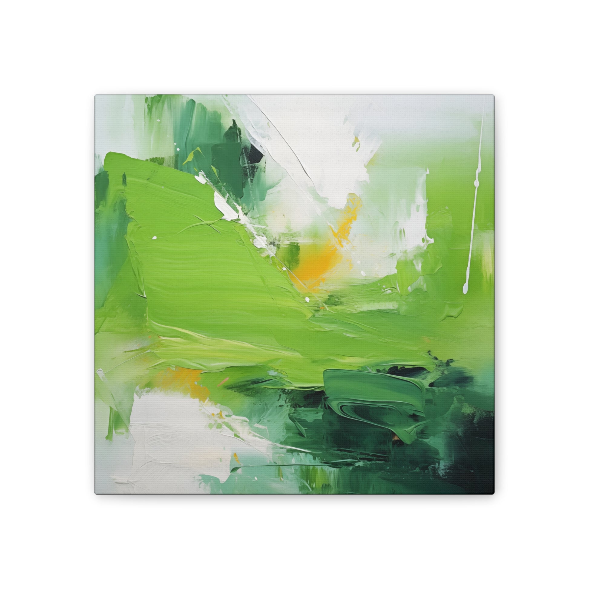 Whispers of Nature - Abstract Art with Vibrant Greens & Pristine Whites