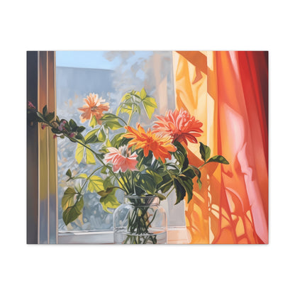 Blooming Windows Canvas Print – Vibrant Floral Arrangement