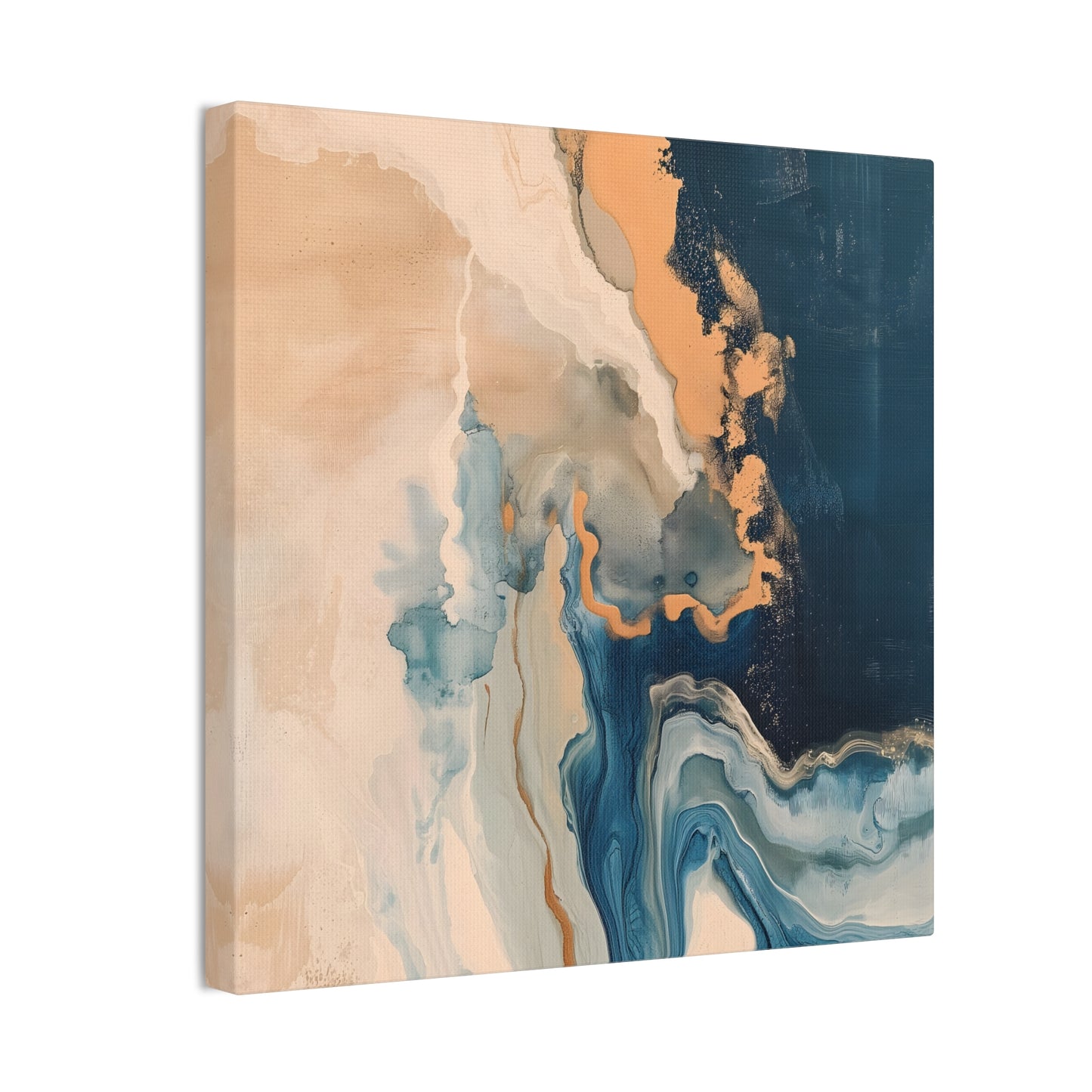 Gilded Serenity Wall Art – Abstract Acrylic Flow with Gold Flecks