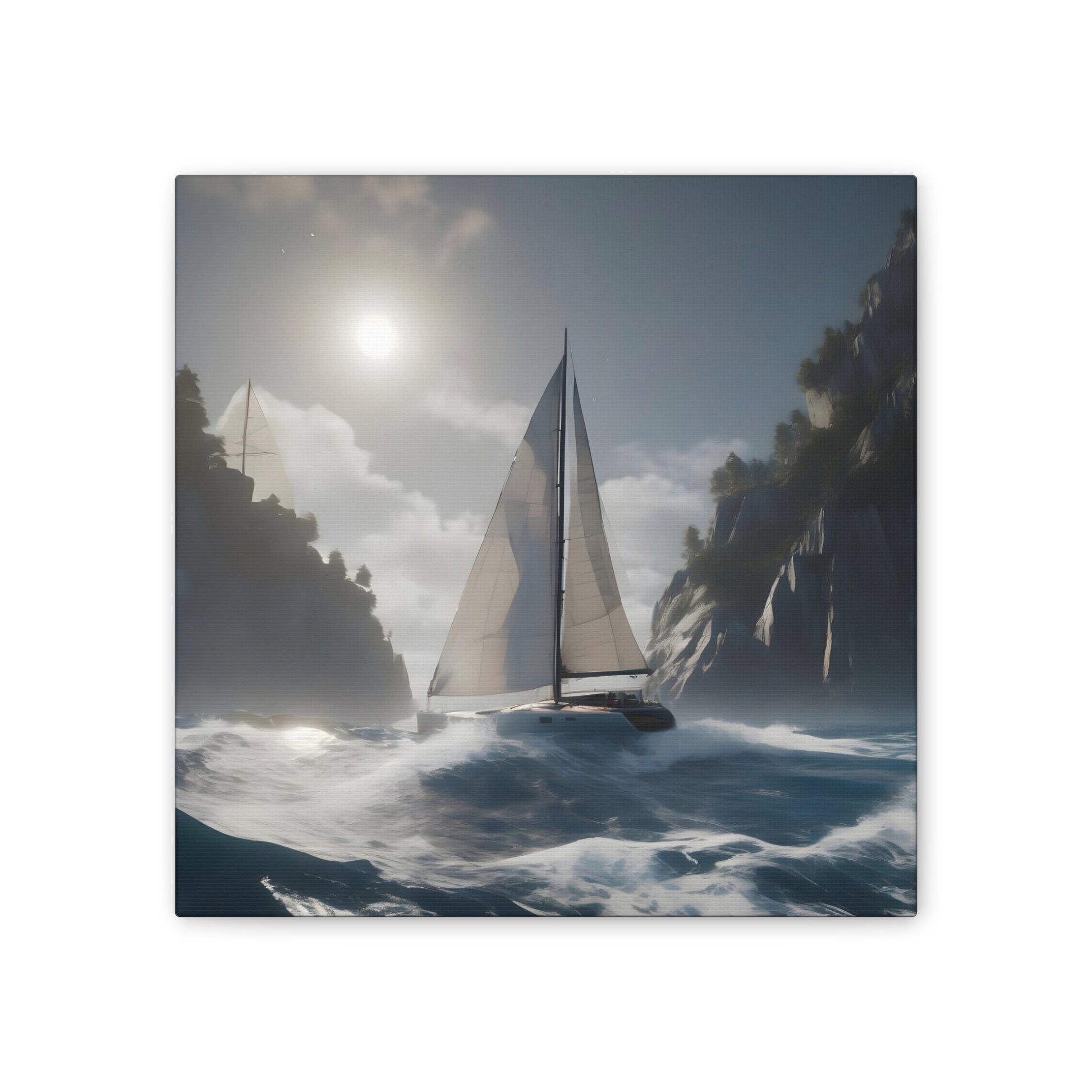 A Sailboat in the Wild Ocean Canvas – Perfect Wall Art for Nautical Lovers