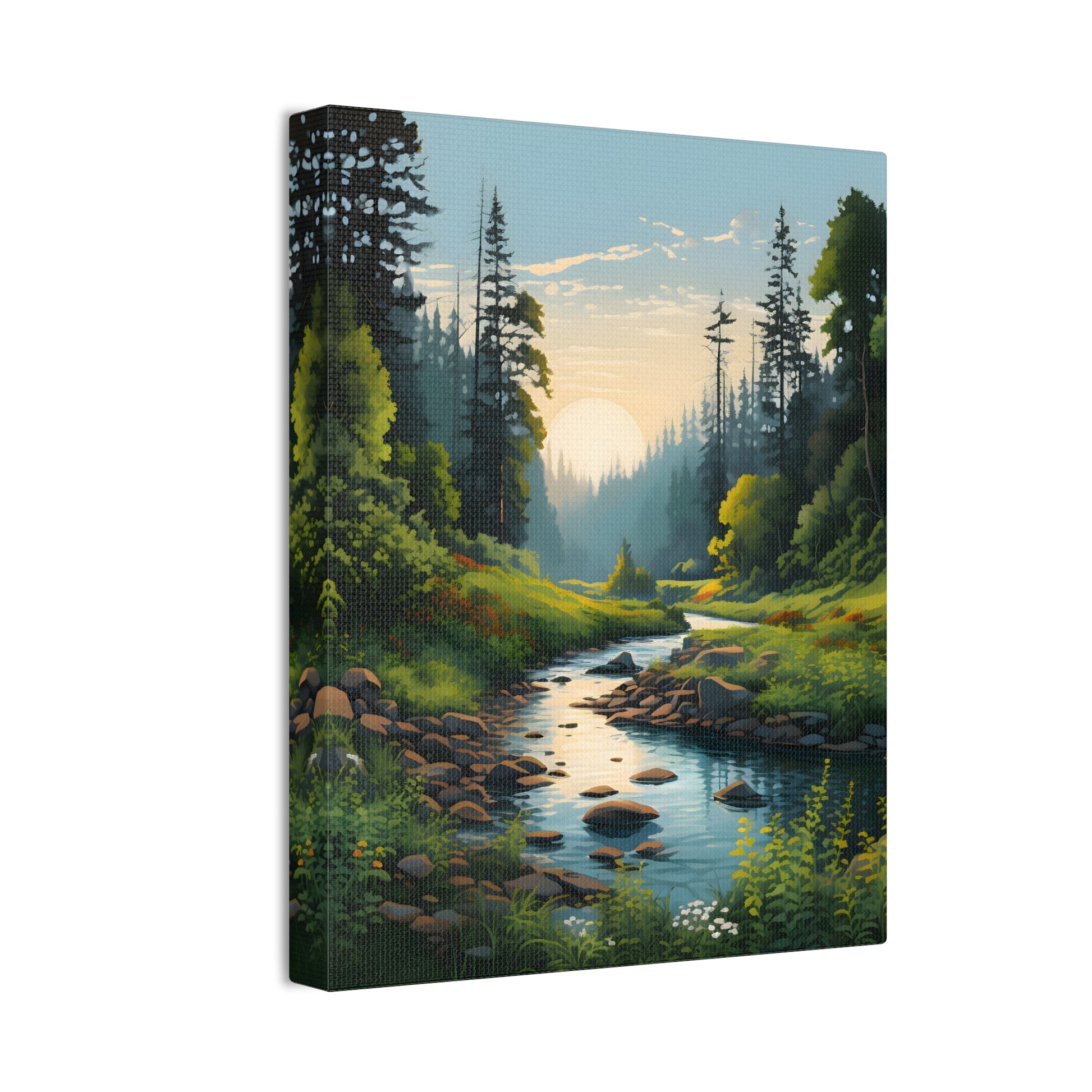 Morning Glow Wall Art - Golden Sunrise Over Majestic Forest