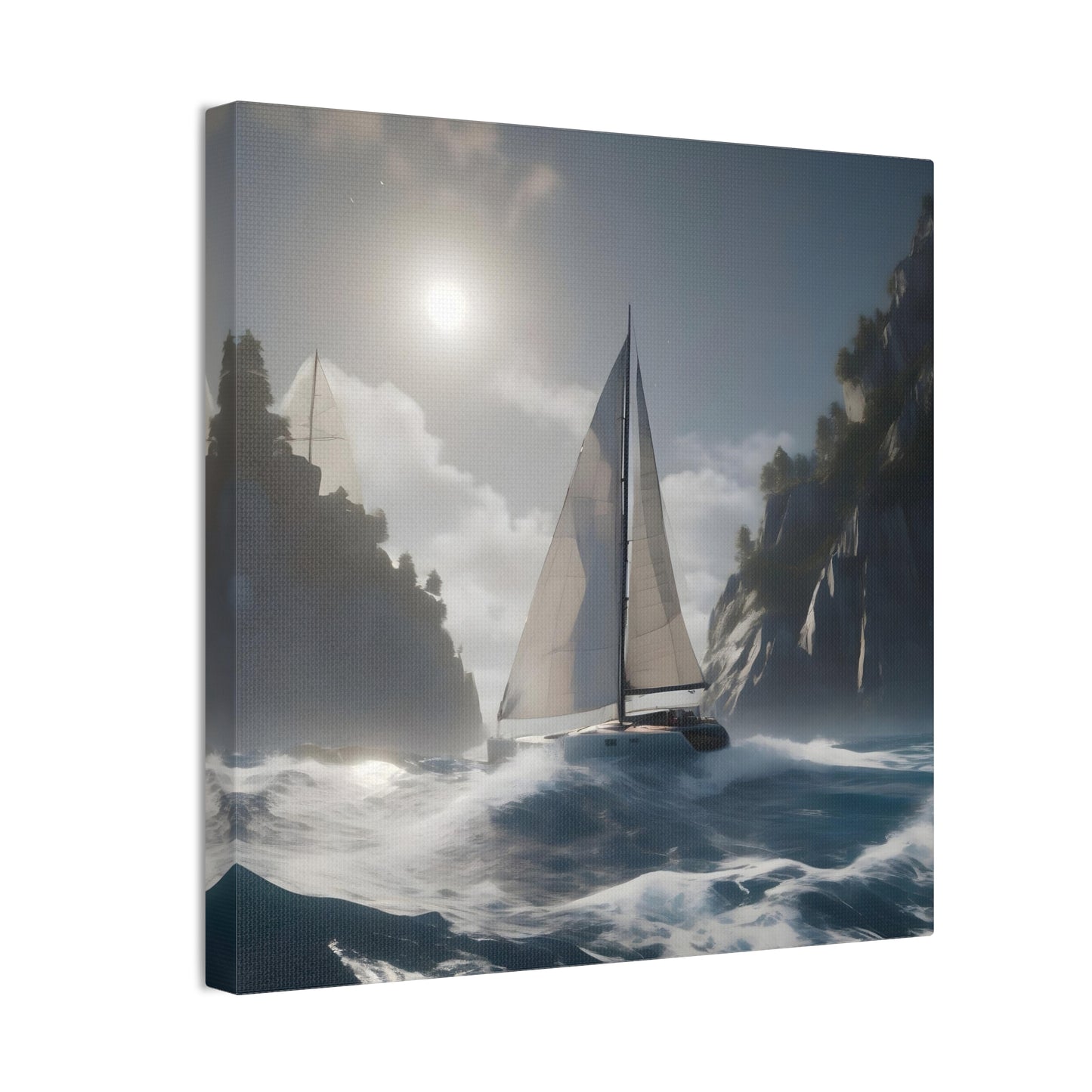 A Sailboat in the Wild Ocean Canvas – Perfect Wall Art for Nautical Lovers