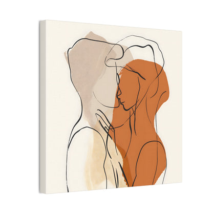 Silhouette of Love - Minimalistic Abstract Art of Intimate Embrace