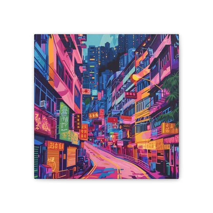 Glowing Metropolis Wall Art – Vibrant Hong Kong Street