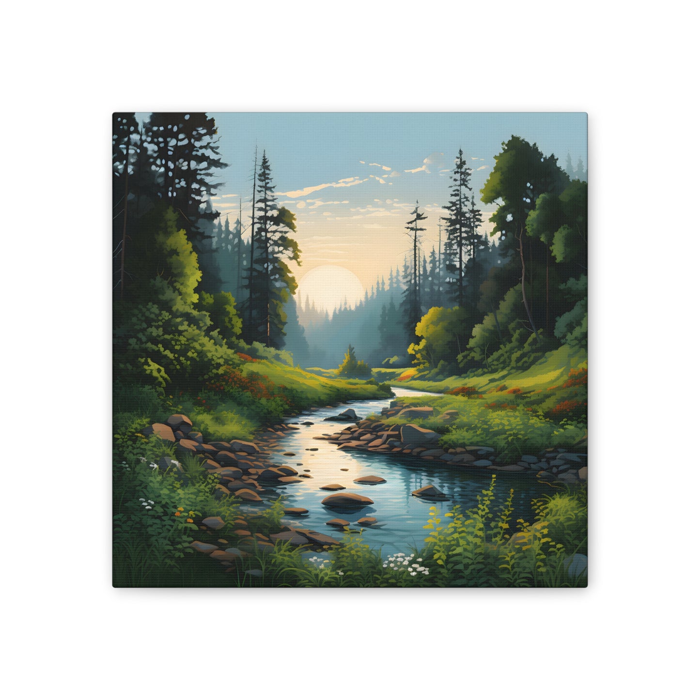 Morning Glow Wall Art - Golden Sunrise Over Majestic Forest